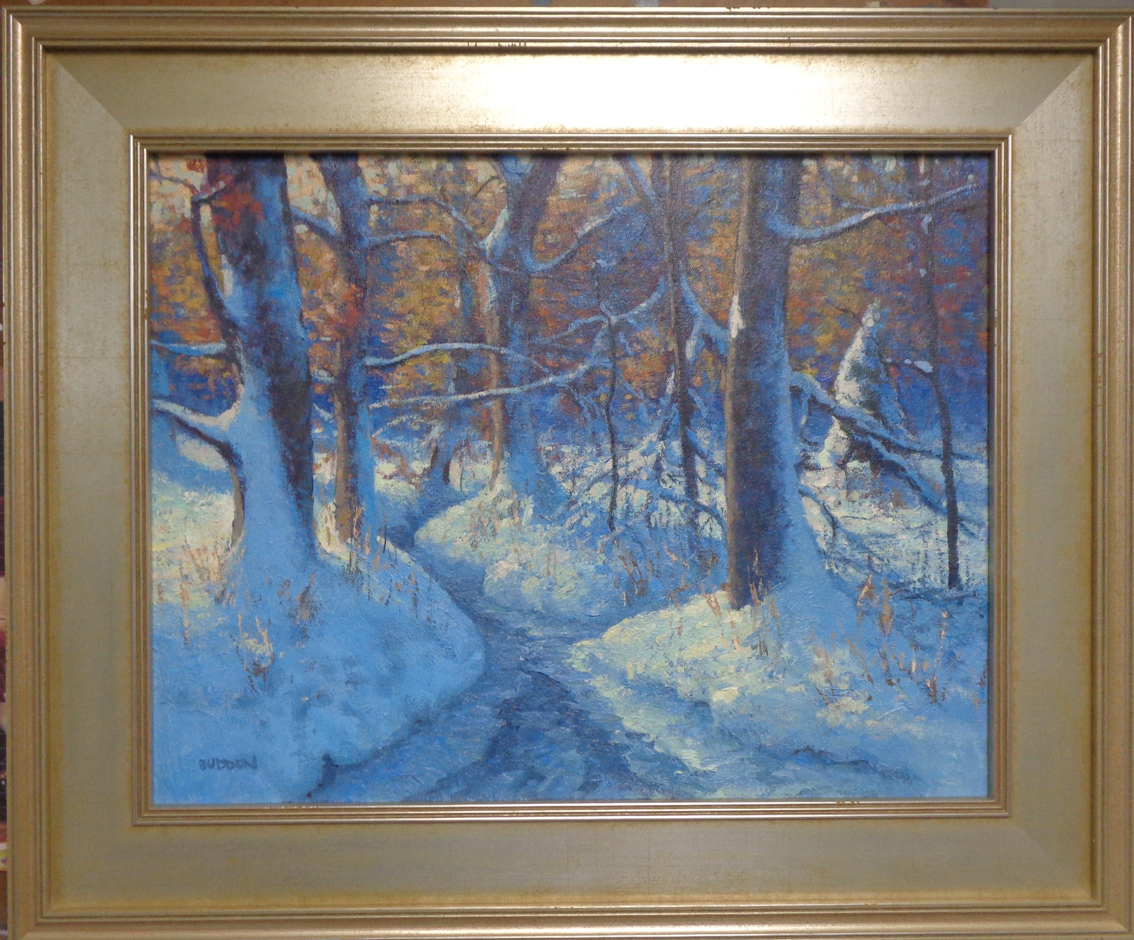 Winter Snow Scene Contemporary Landscape Oil Painting by Michael Budden