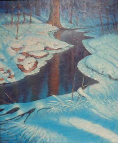 Winter Snow Scene Nocturne by Michael Budden Moonlight Shadows