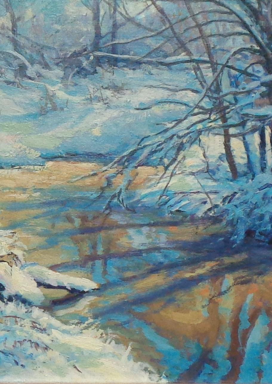   Winter Sow Landscape Oil Painting by Michael Budden Winter Lace For Sale 3