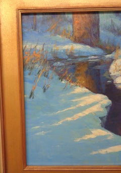 Winter Stream Snow Scene Contemporary Landscape Oil Painting by Michael Budden (en anglais)