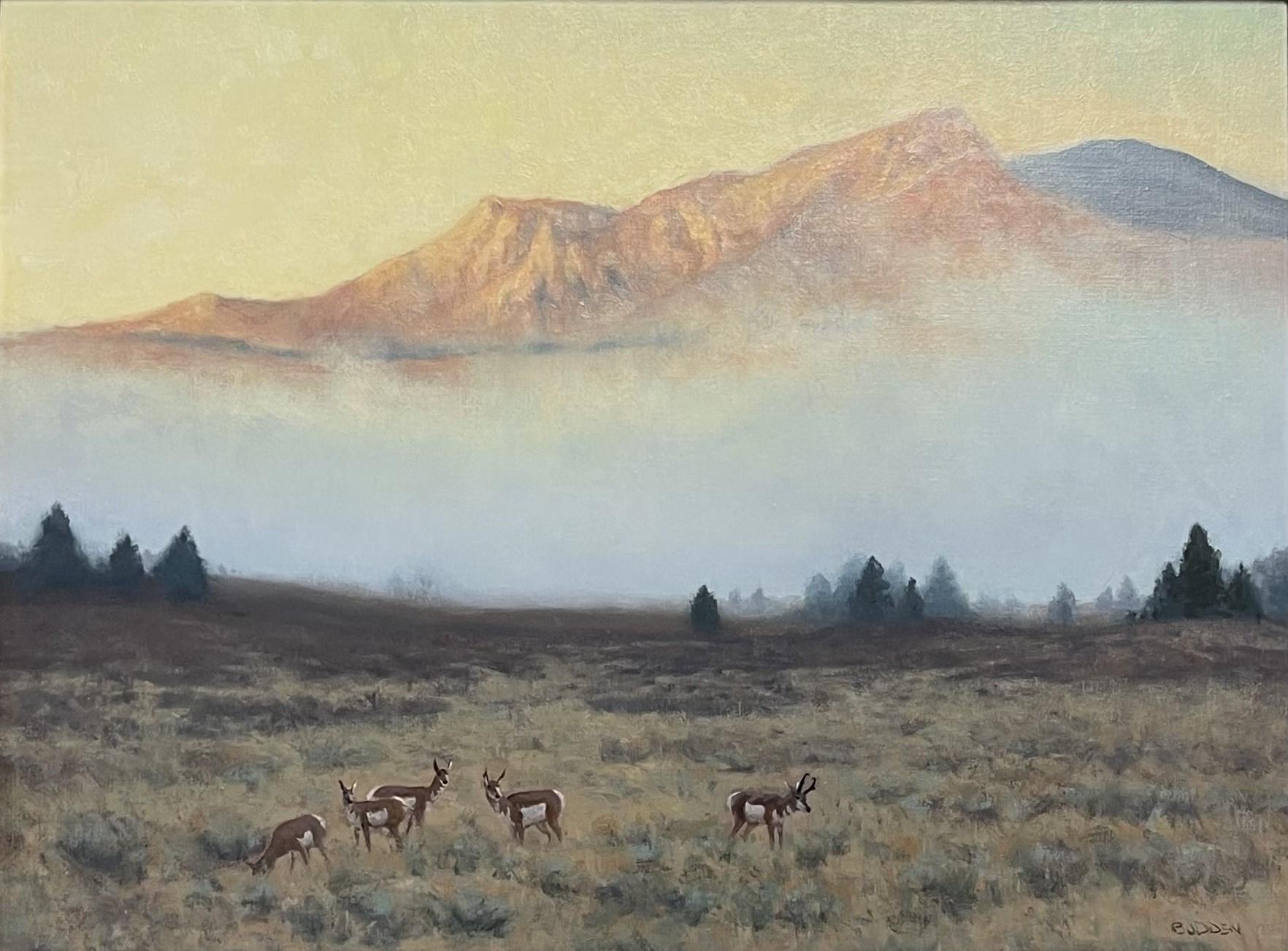  Yellowstone Prong Horn ImpressionisticRealism Wildlife Painting Michael Budden For Sale 1