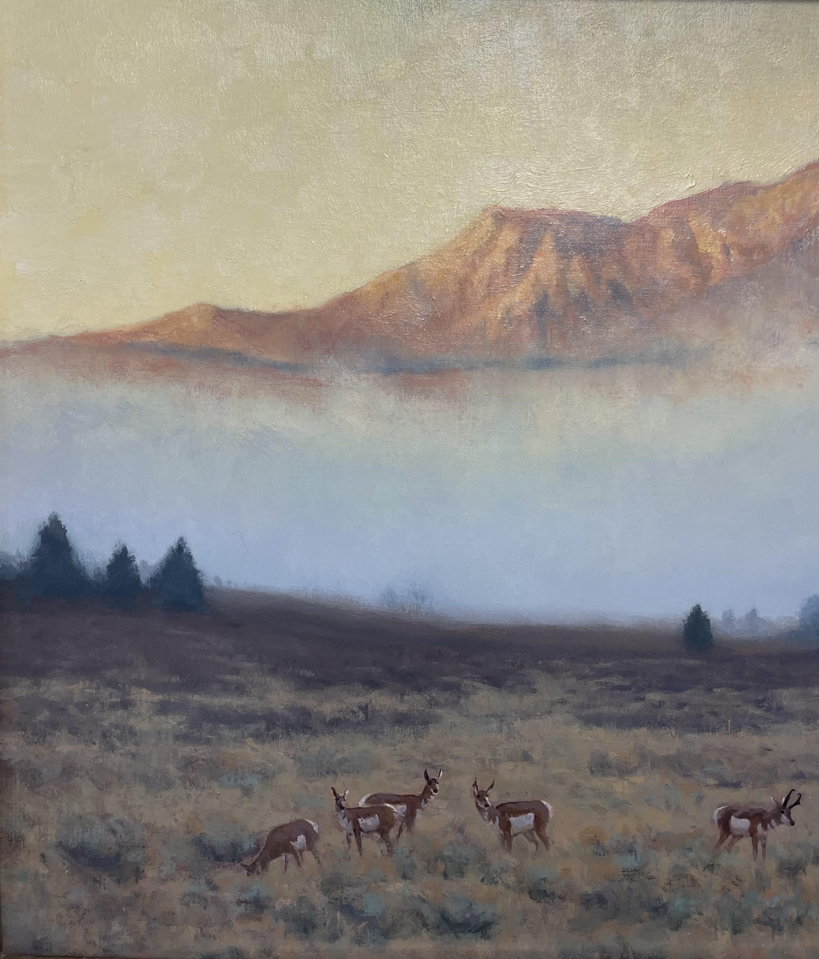  Yellowstone Prong Horn ImpressionisticRealism Wildlife Painting Michael Budden For Sale 2