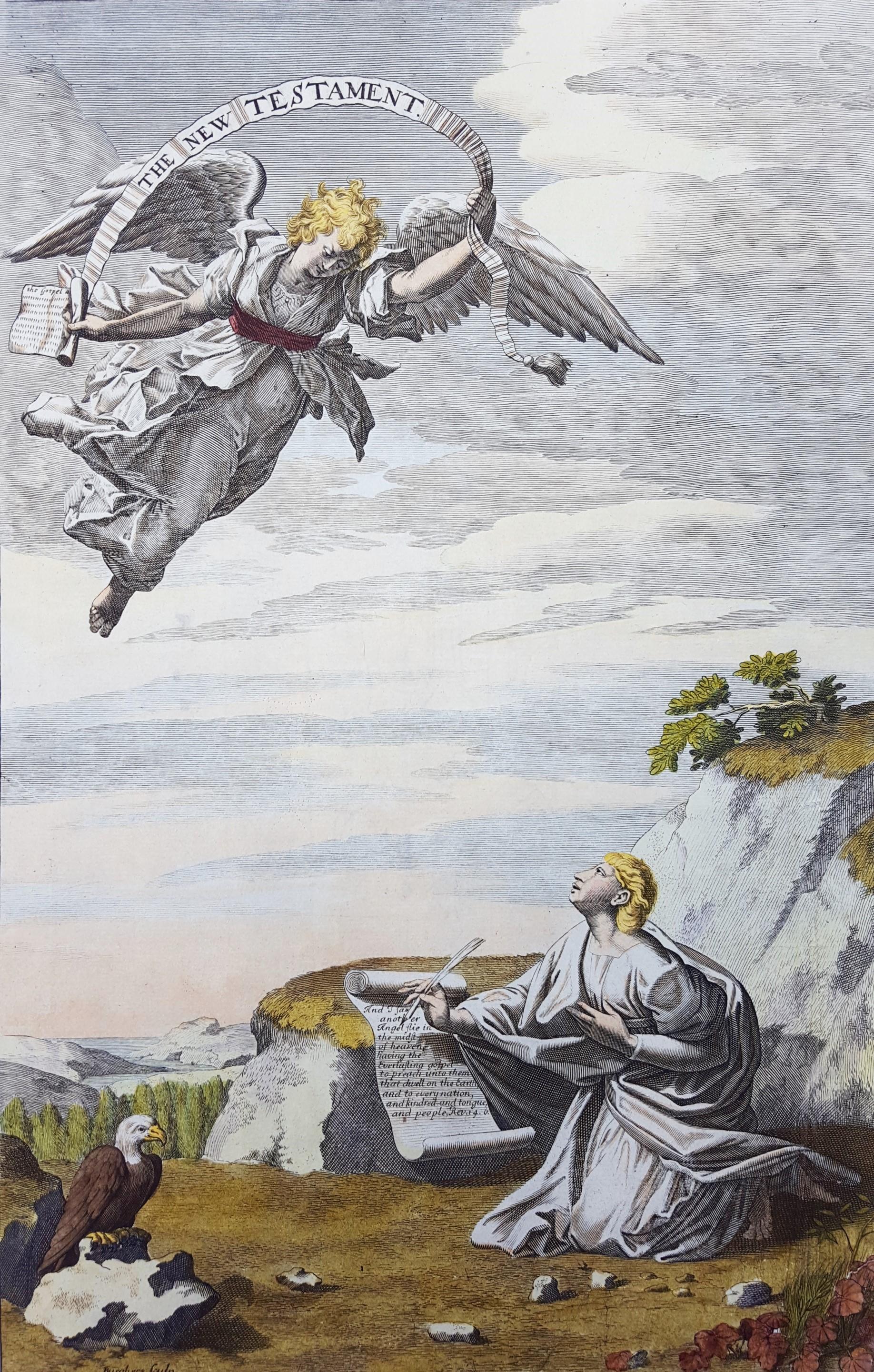 Michael Burghers Figurative Print – Das Neue Testament /// Alte Meister Biblische religiöse Gravur Niederländische Engelskunst