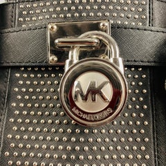 MICHAEL by MICHAEL KORS Black Studded Coated Canvas Tote Handbag