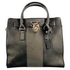 MICHAEL by MICHAEL KORS Black Studded Coated Canvas Tote Handbag