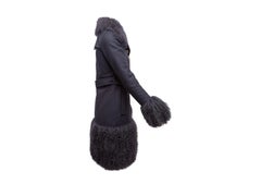 Michael by Michael Kors Navy Wool & Mongolian Lamb Coat