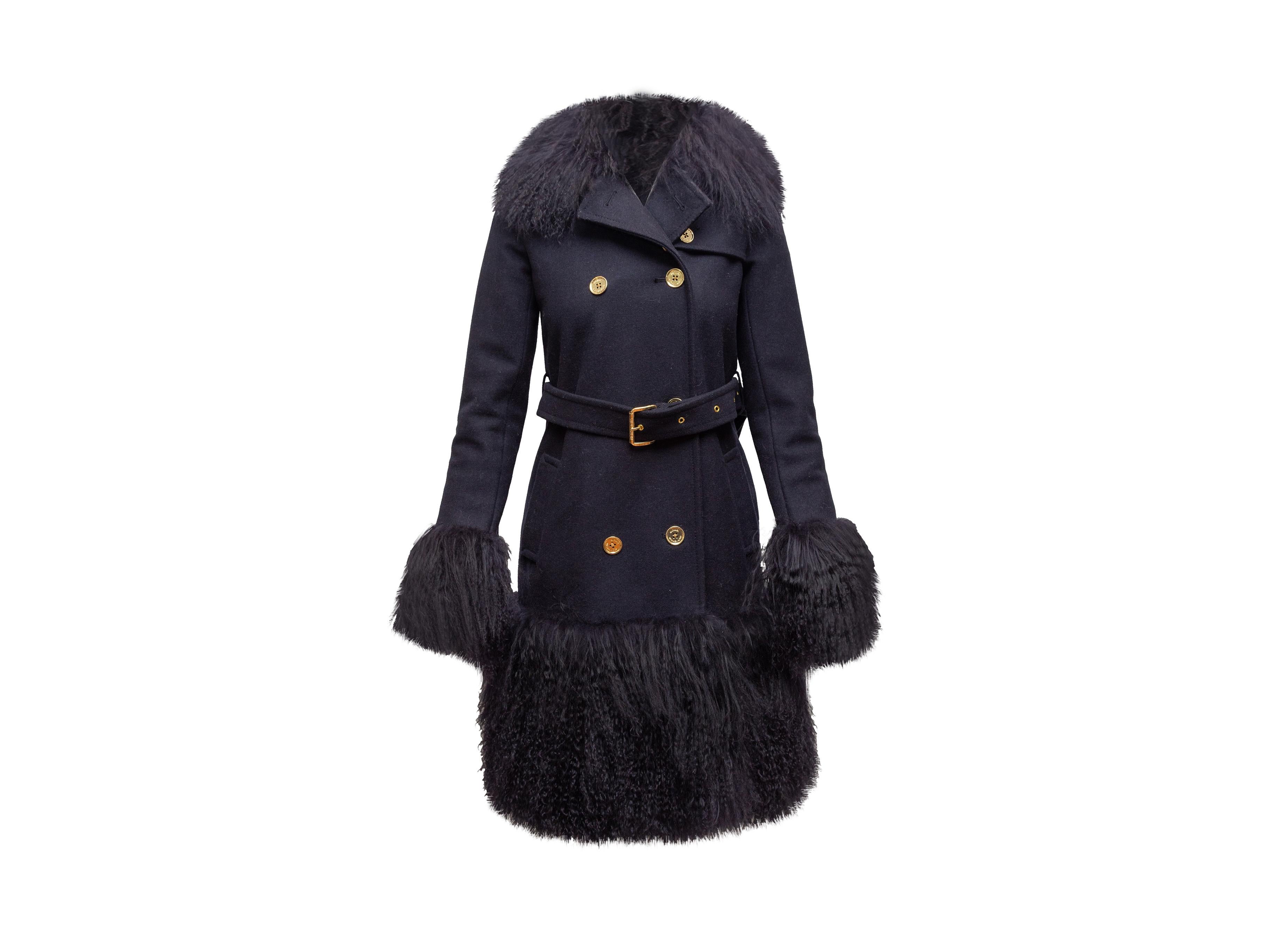 Michael by Michael Kors Marineblauer Mantel aus Wolle & Mongolisches Lamm im Zustand „Neu“ in New York, NY