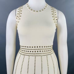 MICHAEL by MICHAEL KORS Size L Cream Gold Viscose Studded Sleeveless Dress
