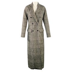 MICHAEL by MICHAEL KORS – Manteau à double boutonnage en laine mélangée, motif écossais, noir et blanc, taille S