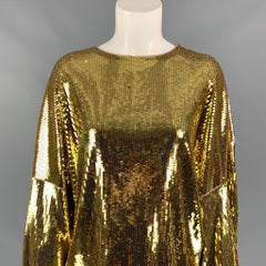 MICHAEL by MICHAEL KORS Size S Gold Sequined Polyester Dropped Shoulders Blouse