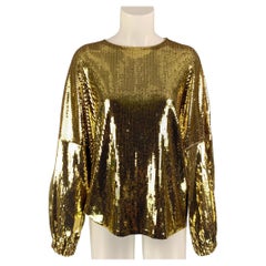 MICHAEL by MICHAEL KORS Size S Gold Sequined Polyester Dropped Shoulders Blouse