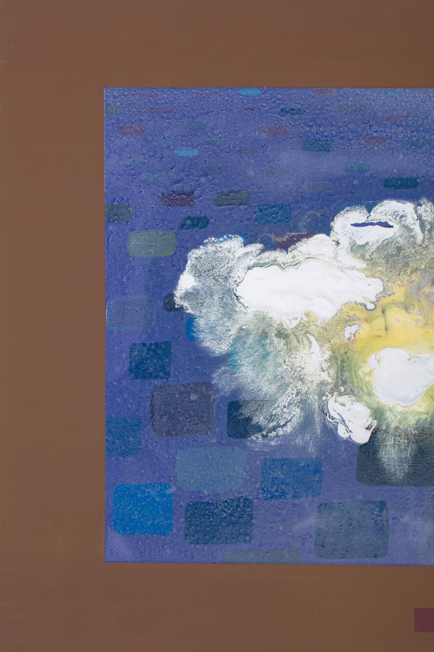 Event in Brown Frame - Gray Abstract Painting by Michael Byron