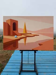 Paesaggio, pittura surreale, colori caldi, niente si muove oltre da Michael Callas