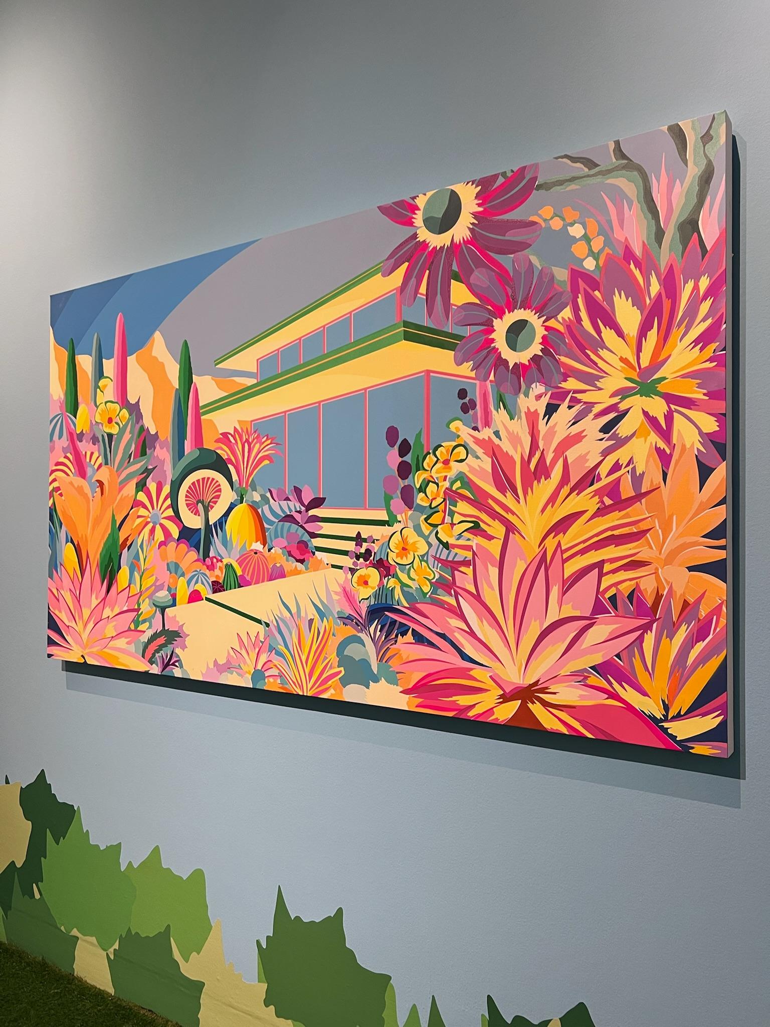 Neon Bloom Oasis - Contemporary Painting by Michael Callas