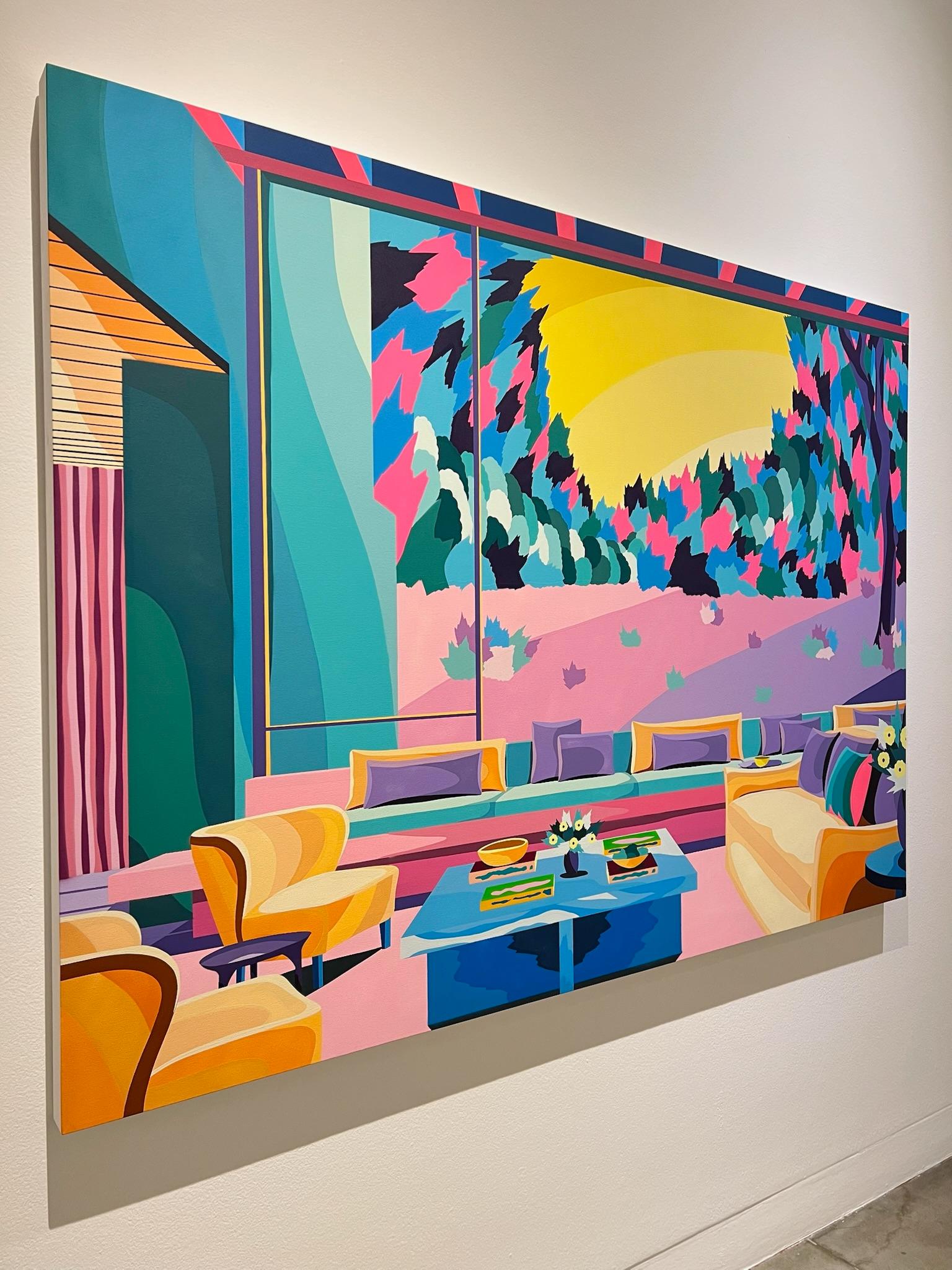 Teal Room With A Melon View - Contemporary Painting by Michael Callas