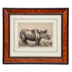 Vintage Michael Canney Rhinoceros Etching 1947  After Dürer's Rhinoceros 1515
