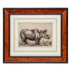 Michael Canney Rhinoceros Radierung signiert und datiert 1947 Aft Durer's 1515 Holzschnitt