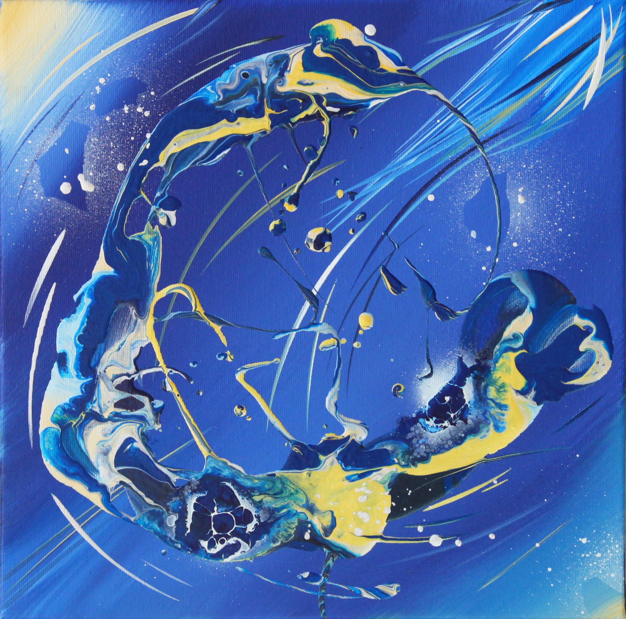 Abstract Painting Michael Carini - Peinture expressionniste abstraite « Van Gogh's Shooting Stars 7 »