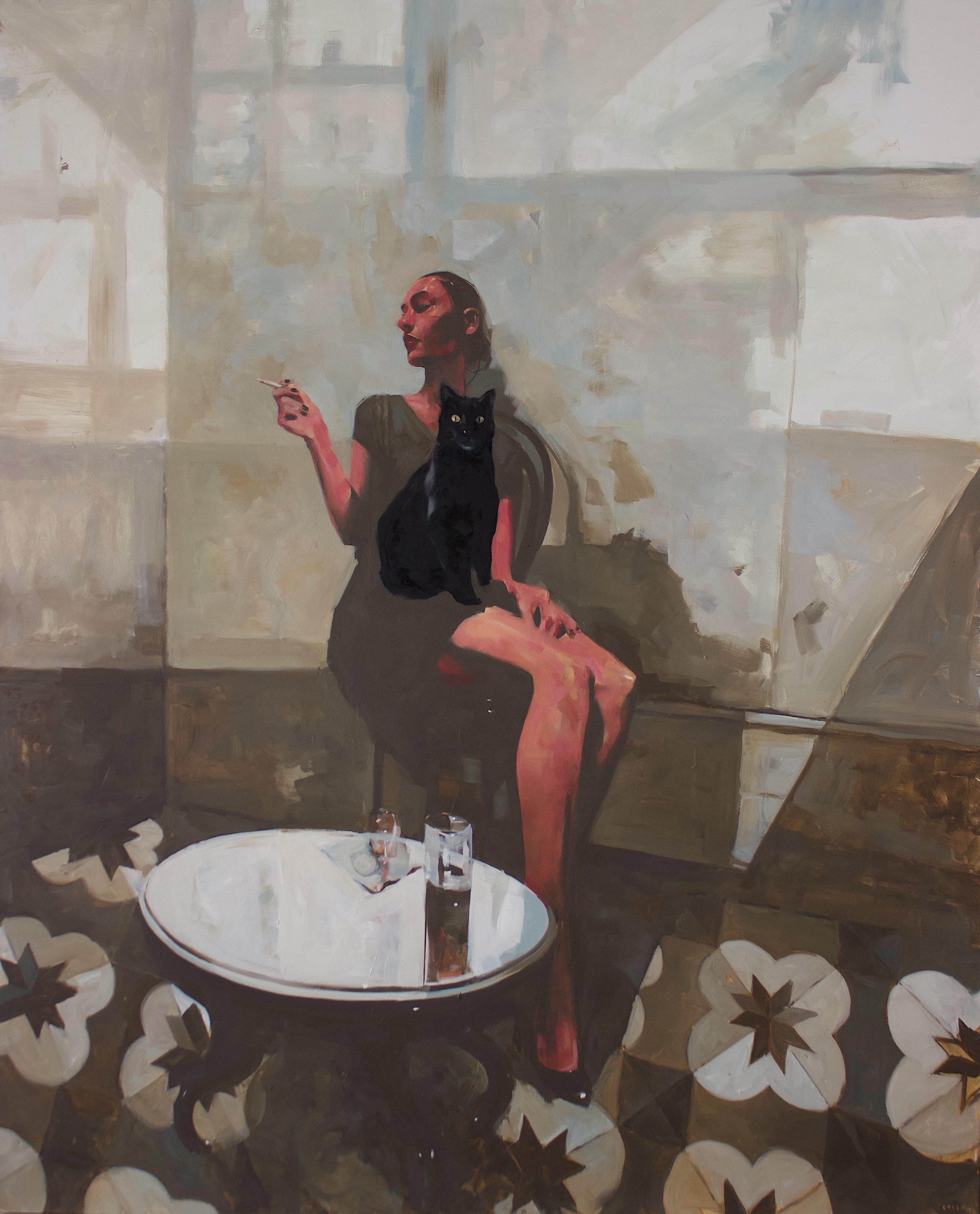 Figurative Painting Michael Carson - « Casting Spells at the Farish House »