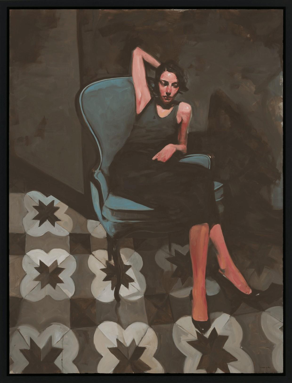 „Italienischer Stuhl“ (2024) Originales Ölporträtgemälde von Michael Carson im Angebot 1
