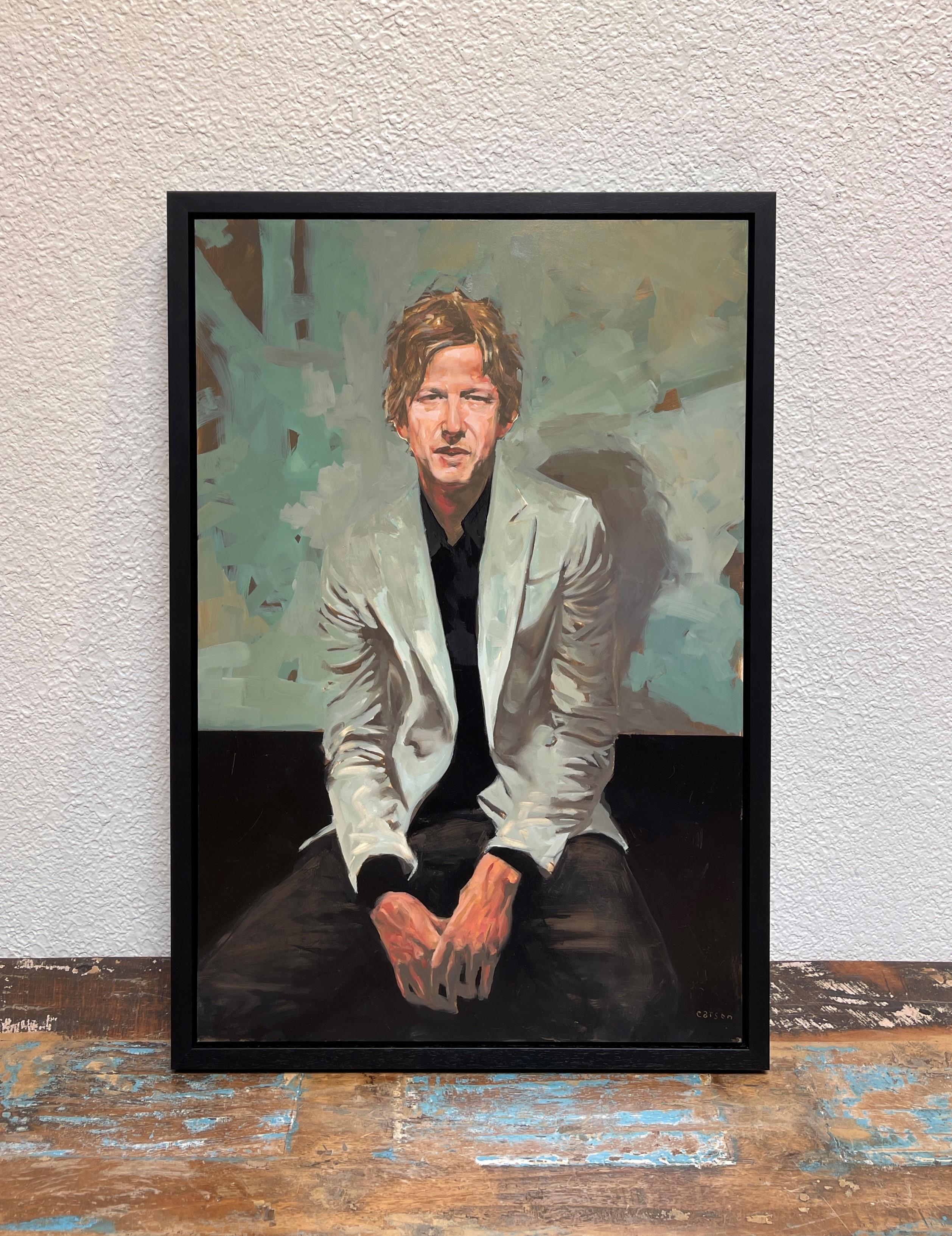 „Porträt von Britt Daniel“, „  Originales Ölgemälde mit Harz von Michael Carson im Angebot 2