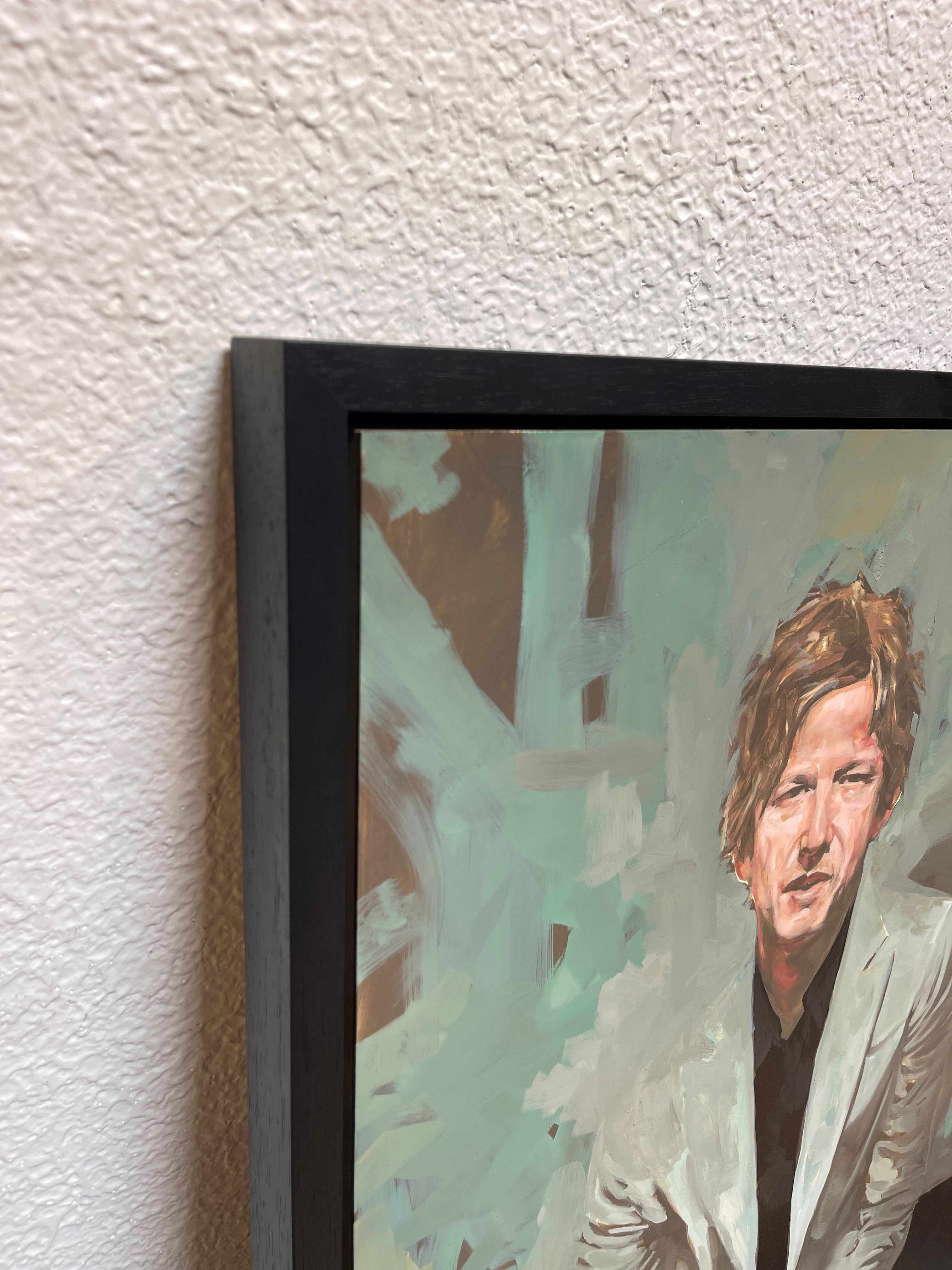 „Porträt von Britt Daniel“, „  Originales Ölgemälde mit Harz von Michael Carson im Angebot 3