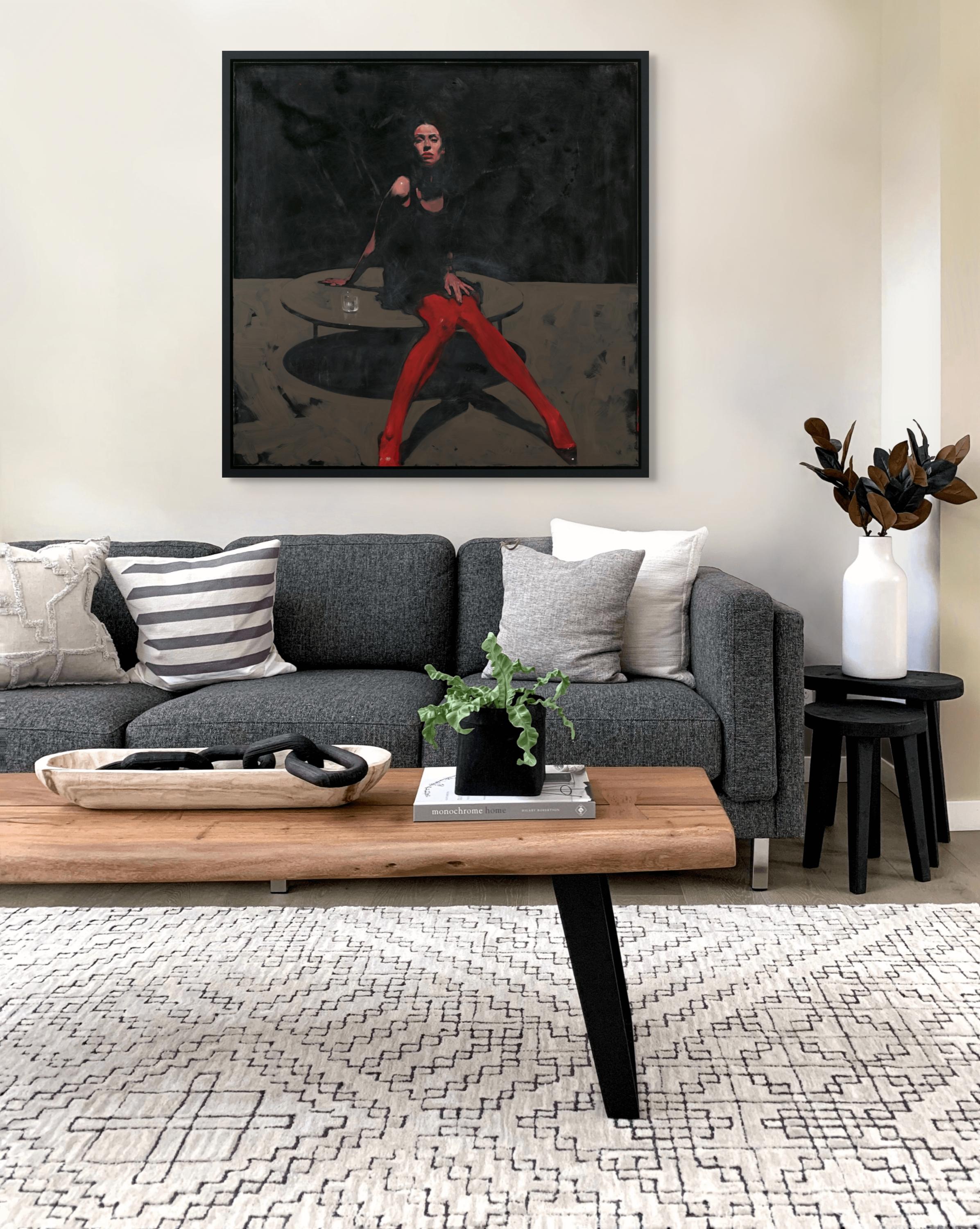 „Red Tights“ (2024) Originales Ölporträtgemälde von Michael Carson im Angebot 12