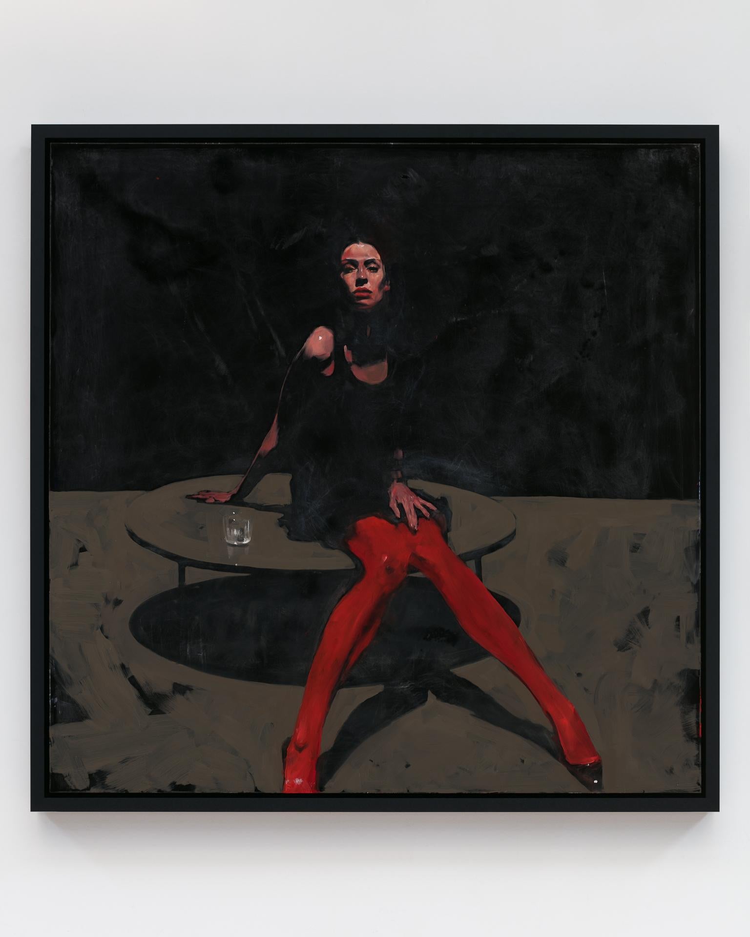 „Red Tights“ (2024) Originales Ölporträtgemälde von Michael Carson im Angebot 4