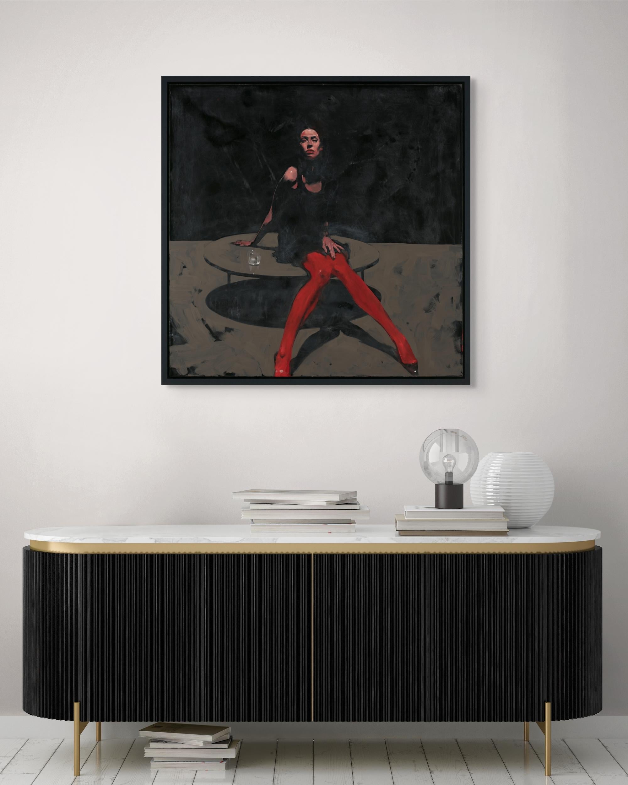 „Red Tights“ (2024) Originales Ölporträtgemälde von Michael Carson im Angebot 6