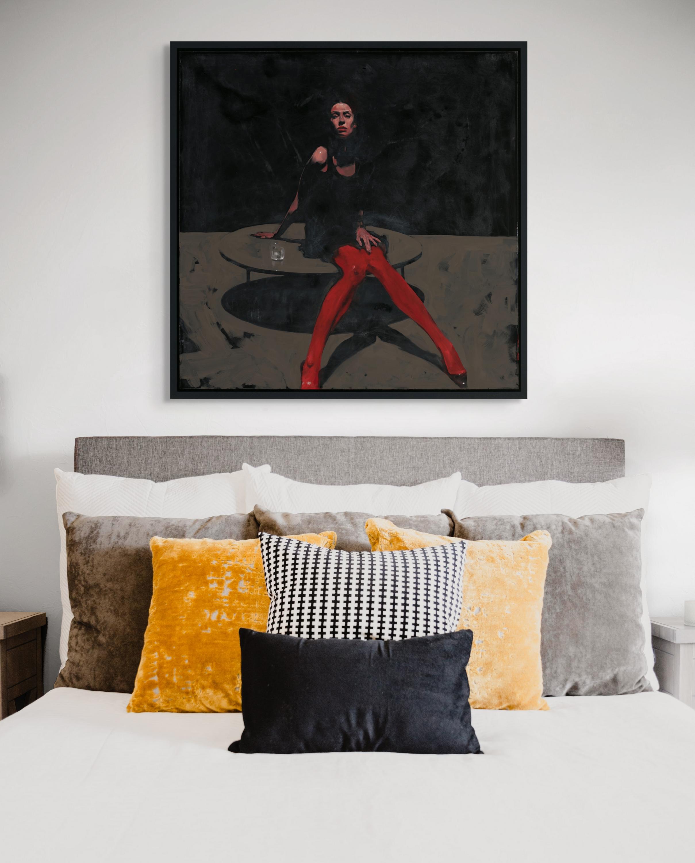 „Red Tights“ (2024) Originales Ölporträtgemälde von Michael Carson im Angebot 7