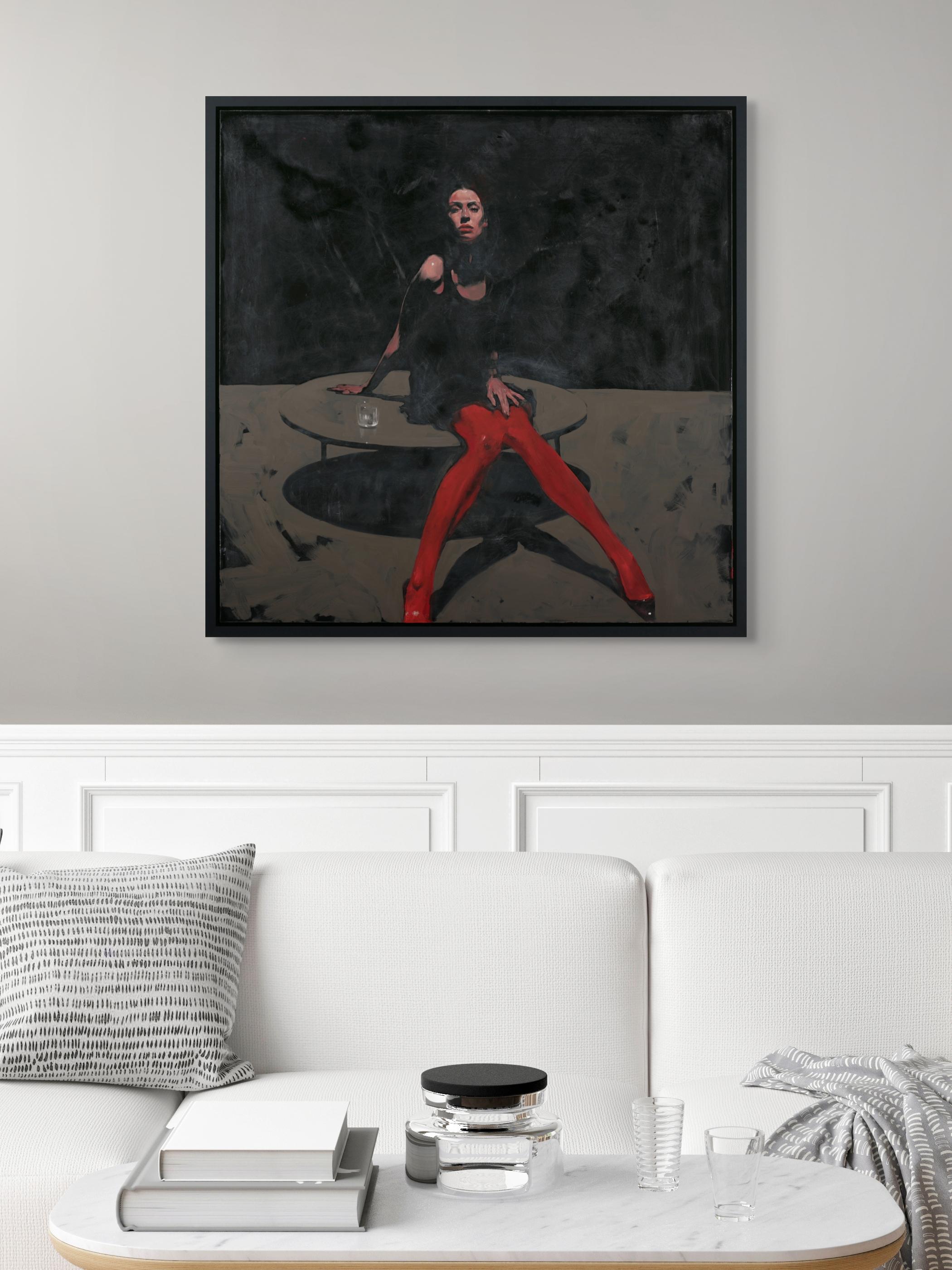 „Red Tights“ (2024) Originales Ölporträtgemälde von Michael Carson im Angebot 8