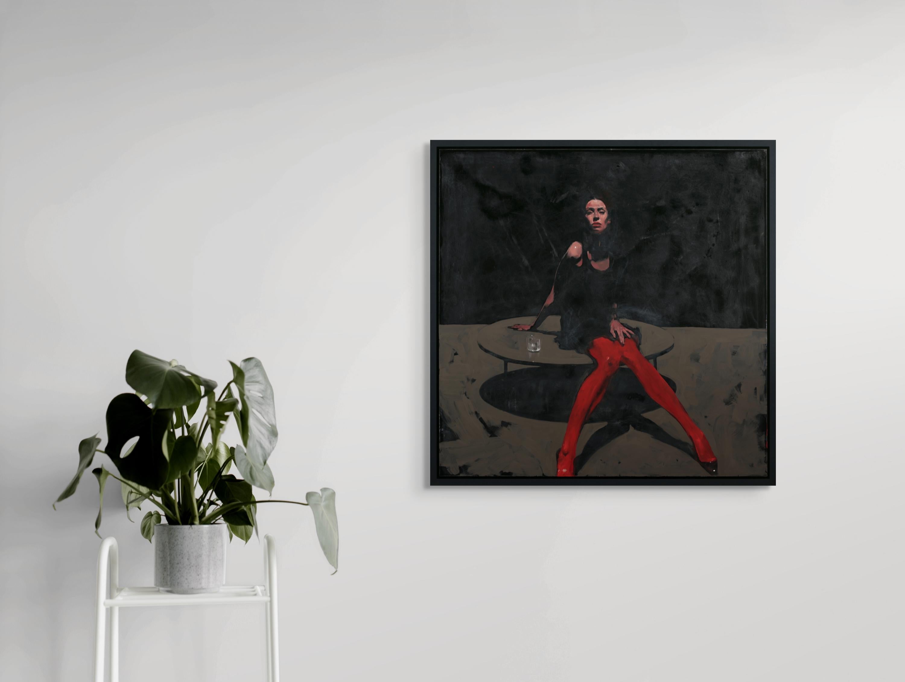 „Red Tights“ (2024) Originales Ölporträtgemälde von Michael Carson im Angebot 9