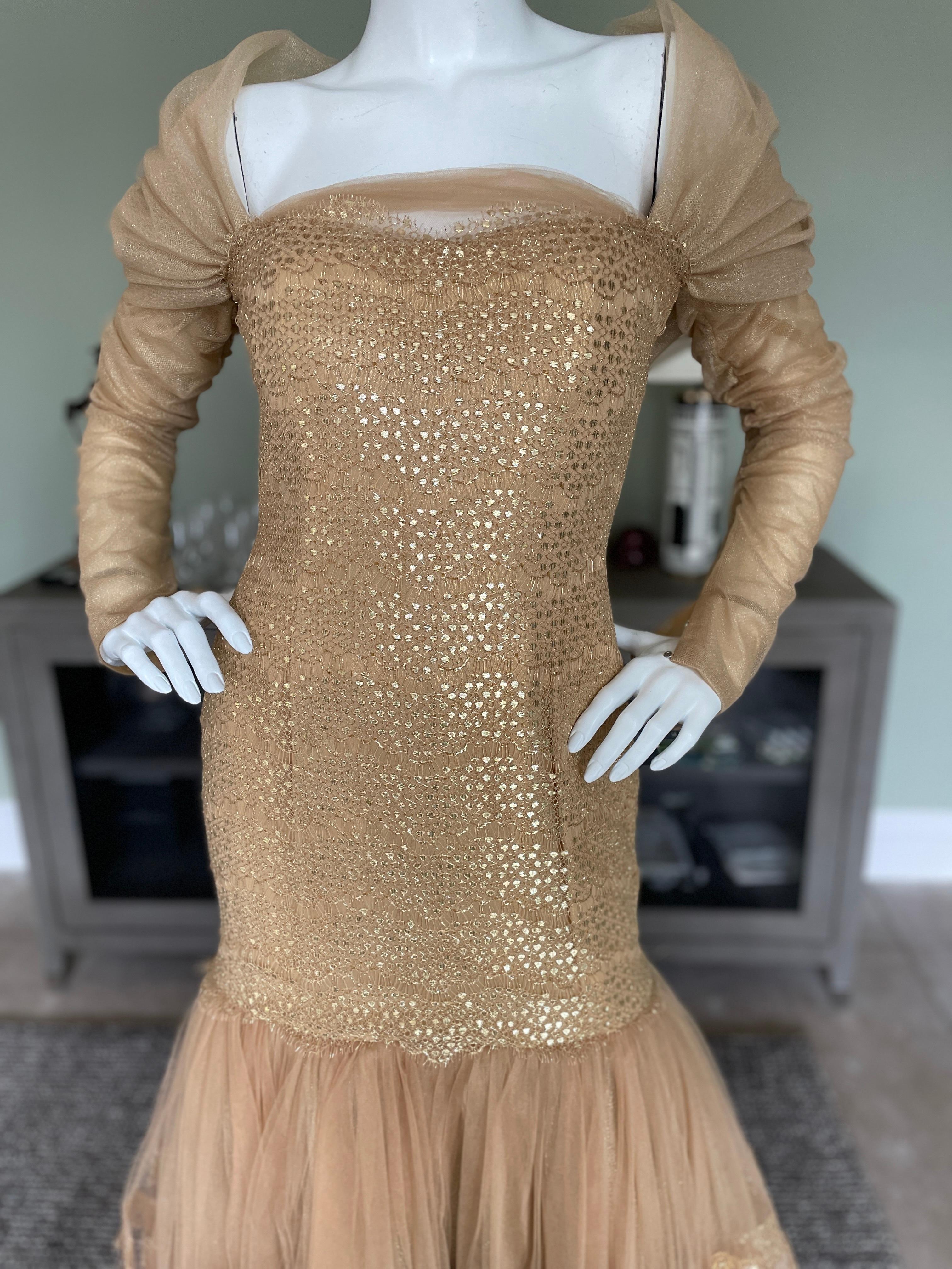 Michael Casey Couture 1980's Exquisite Gold Mermaid Ball Gown For Sale 6