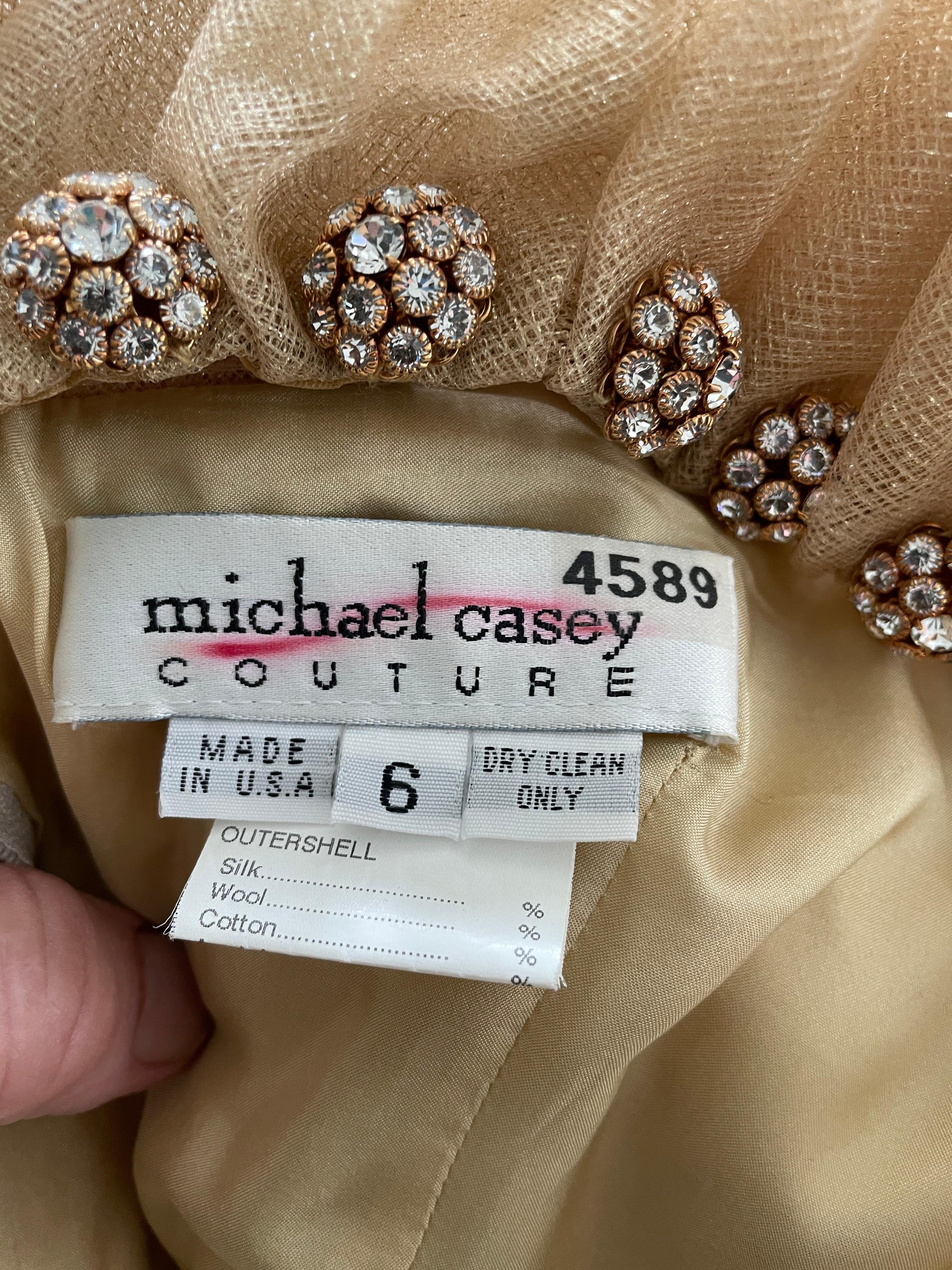 Michael Casey Couture 1980's Exquisite Gold Mermaid Ball Gown For Sale 10