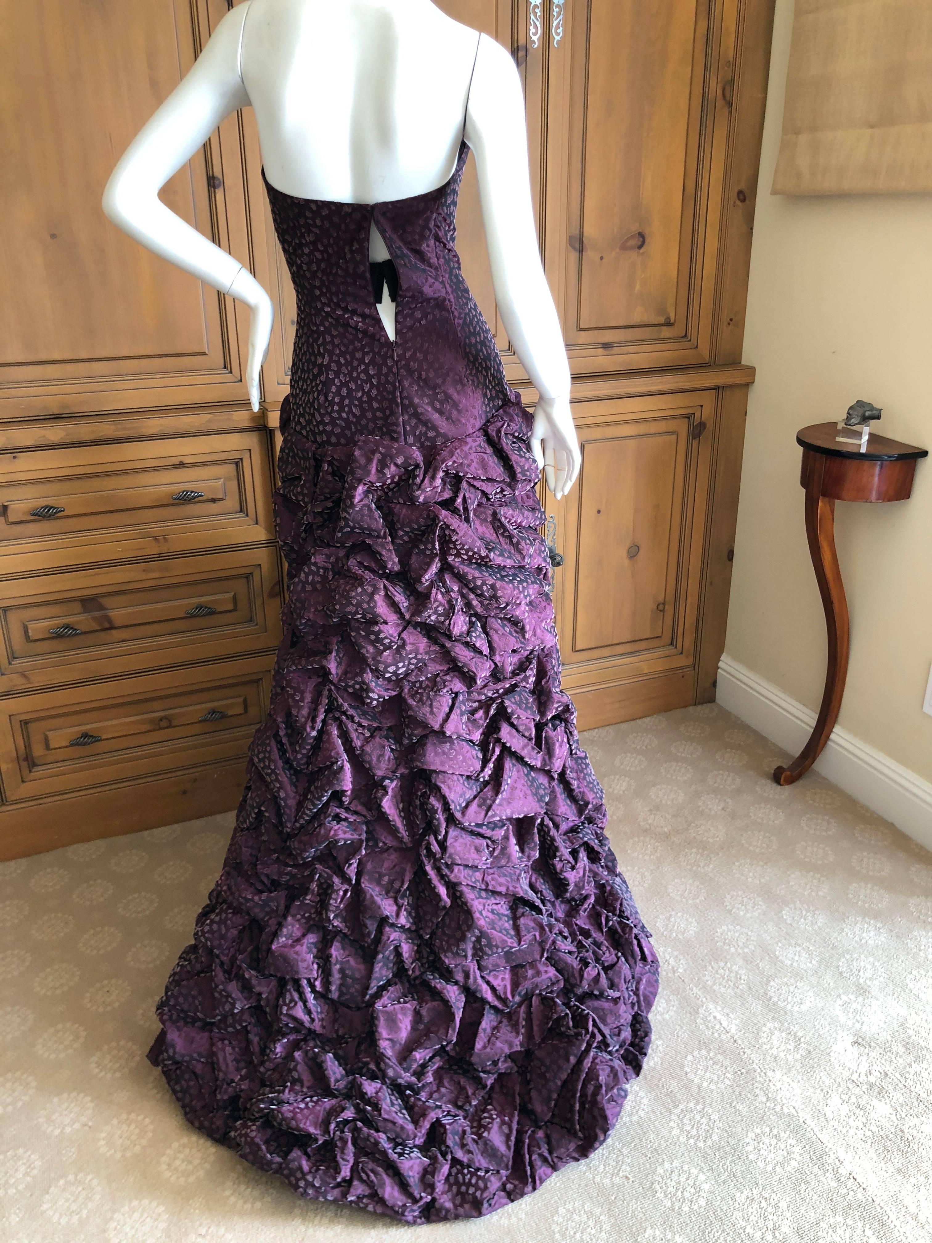 Michael Casey Couture Neiman Marcus '80's Purple Flocked Velvet Strapless Gown For Sale 5