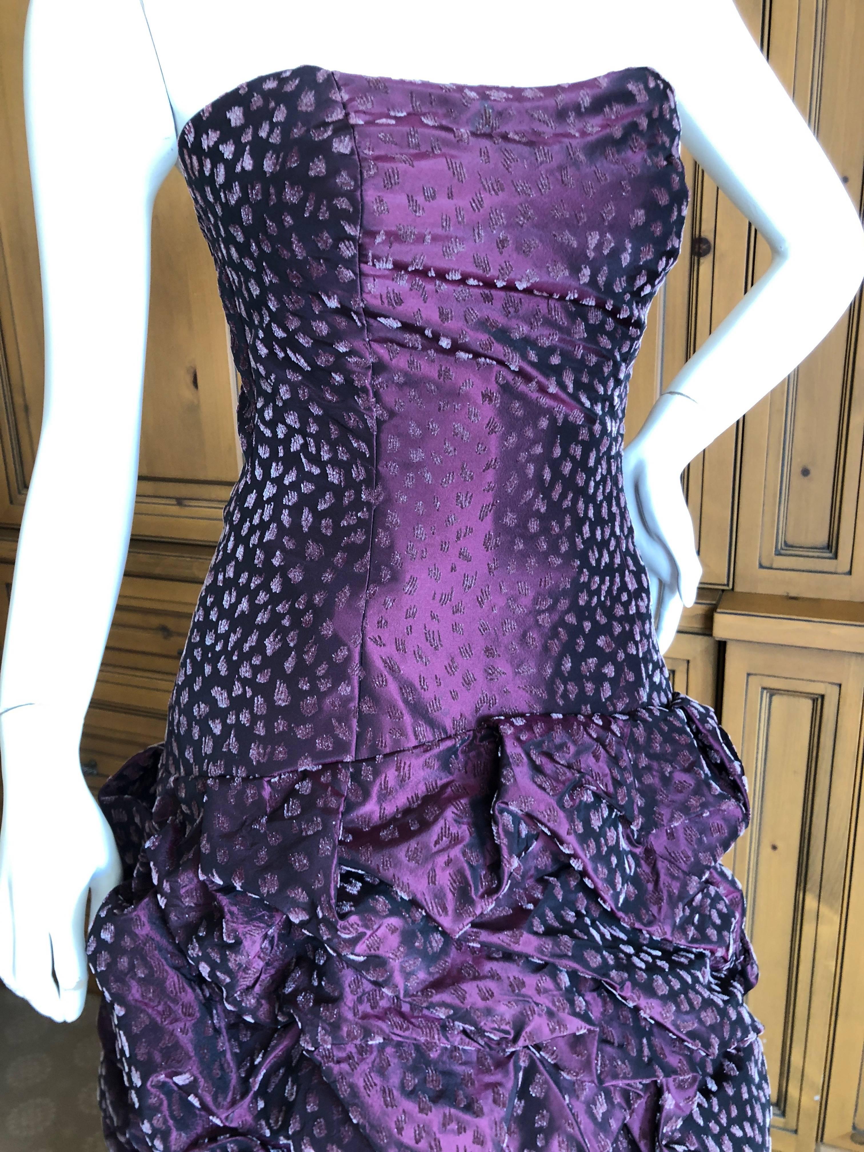 Michael Casey Couture Neiman Marcus '80's Purple Flocked Velvet Strapless Gown For Sale 3