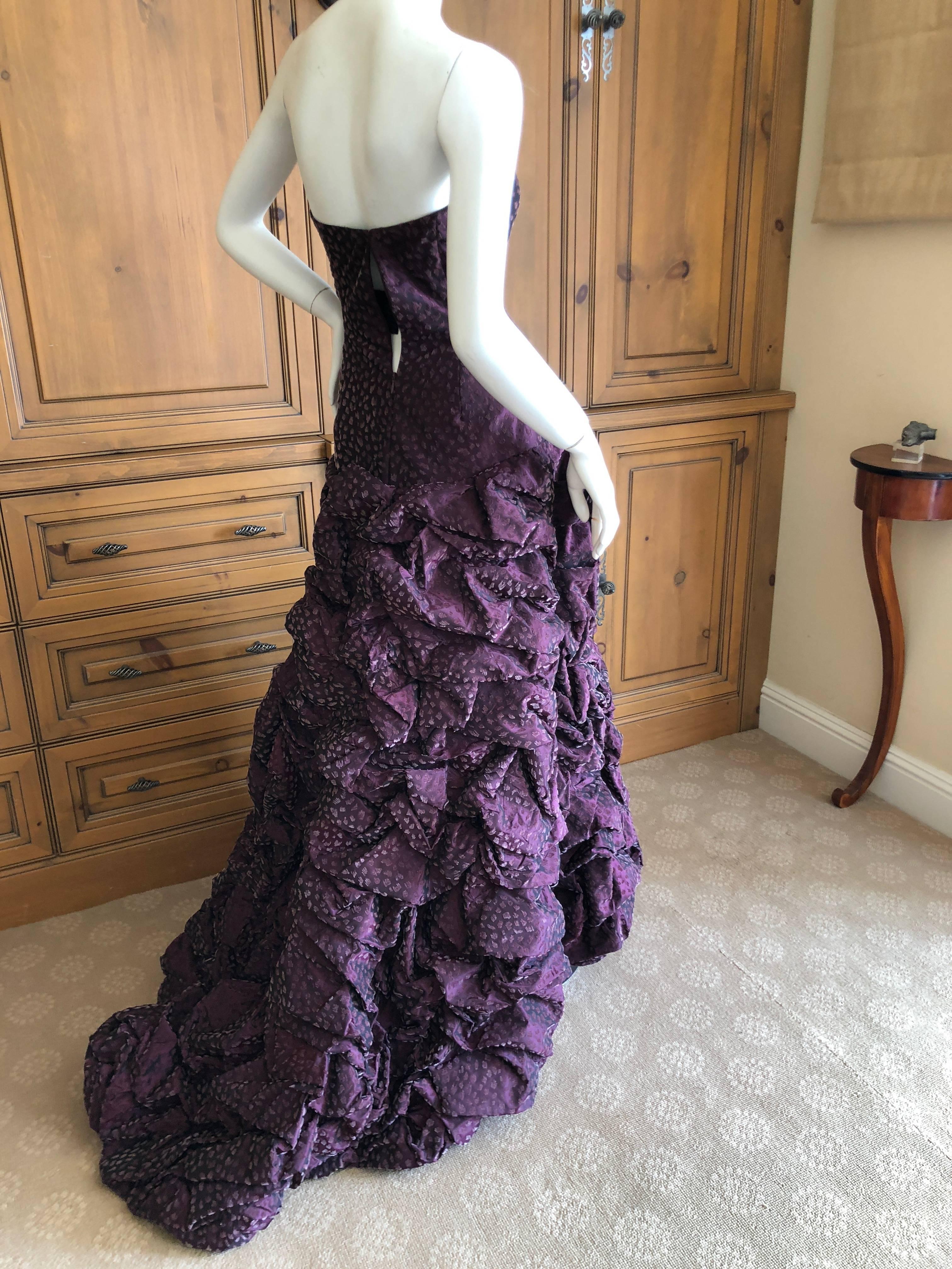 Michael Casey Couture Neiman Marcus '80's Purple Flocked Velvet Strapless Gown For Sale 4