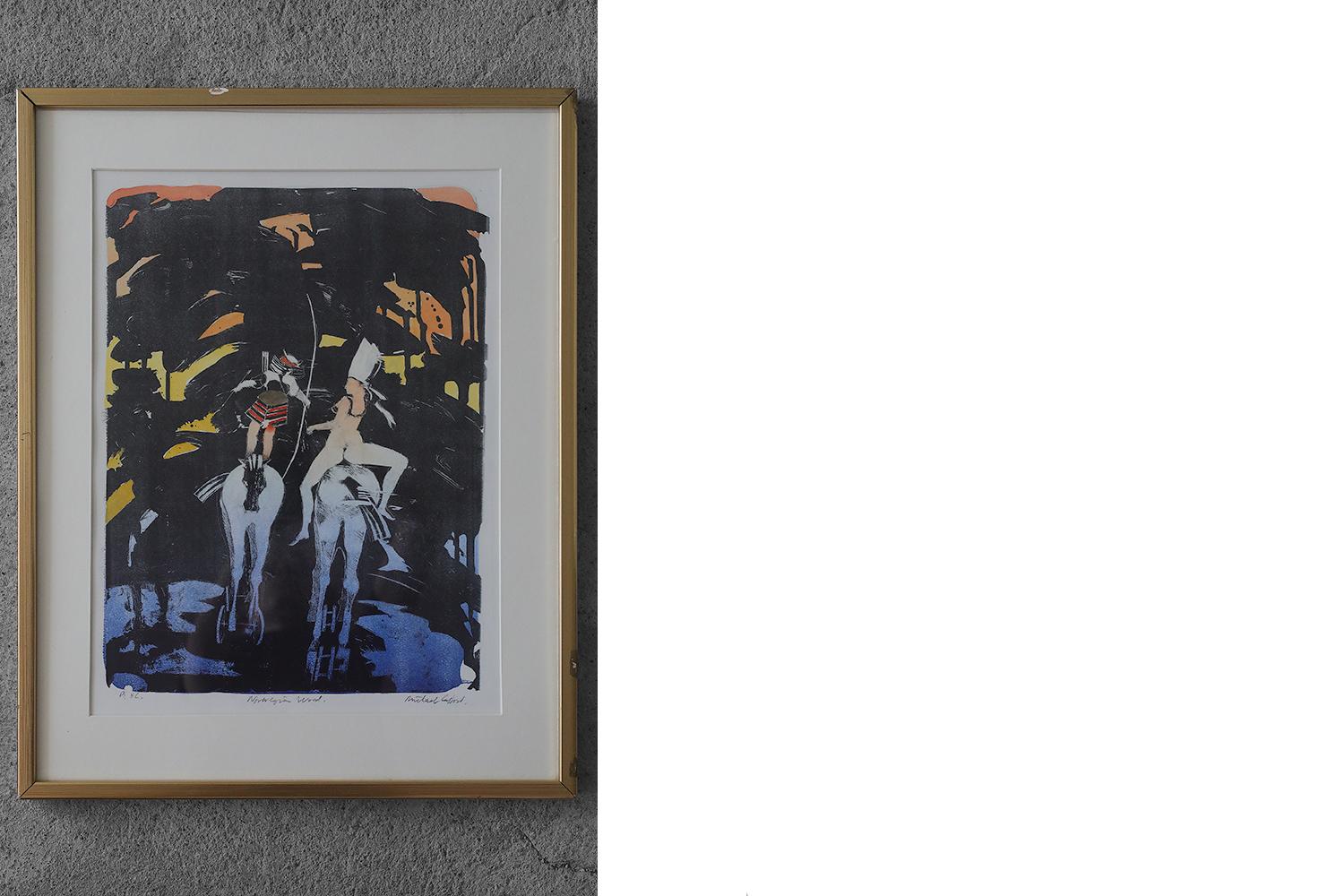 Late 20th Century Michael Casford, Norwegian Word, Color Lithography, Framed For Sale