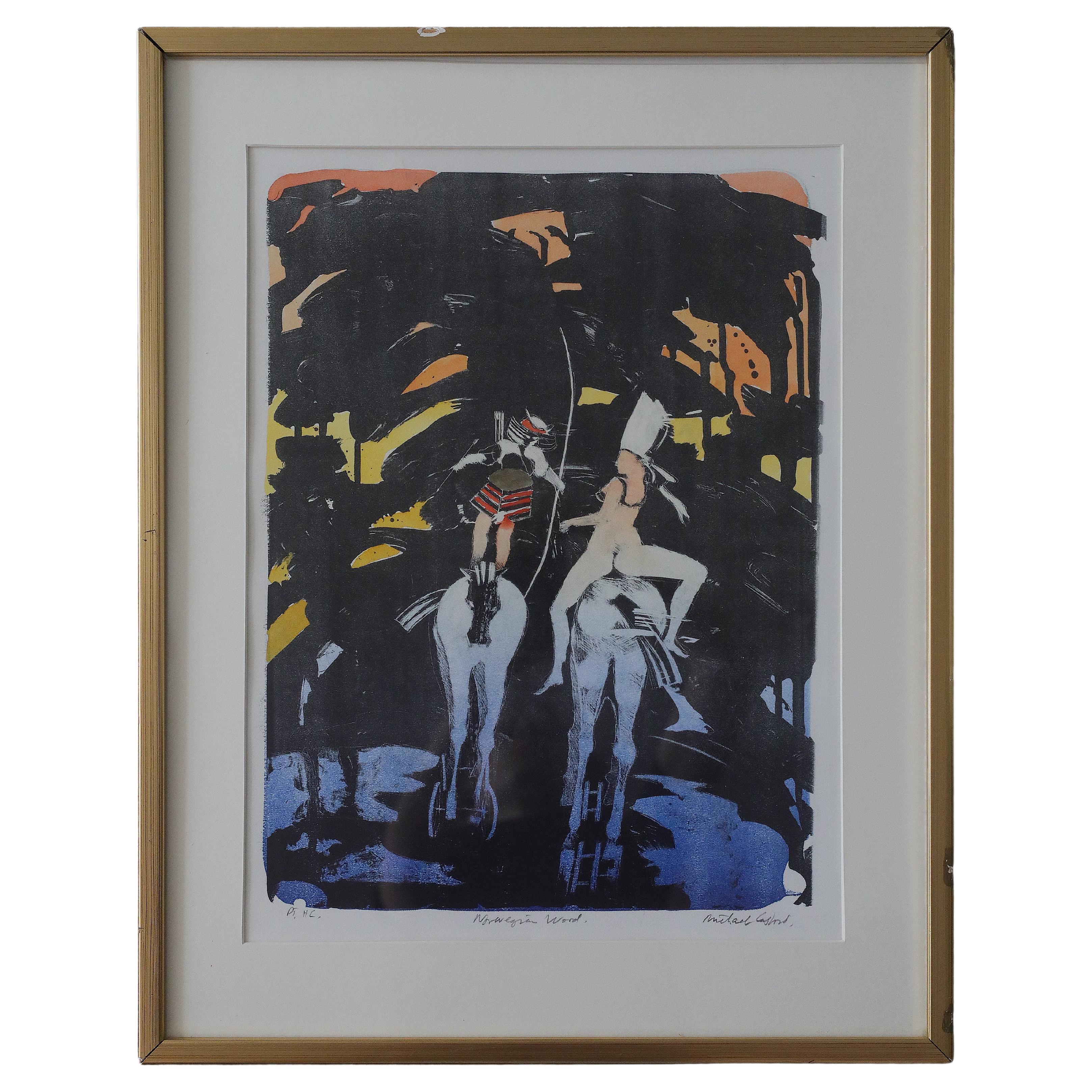 Michael Casford, Norwegian Word, lithographie en couleurs, encadré en vente