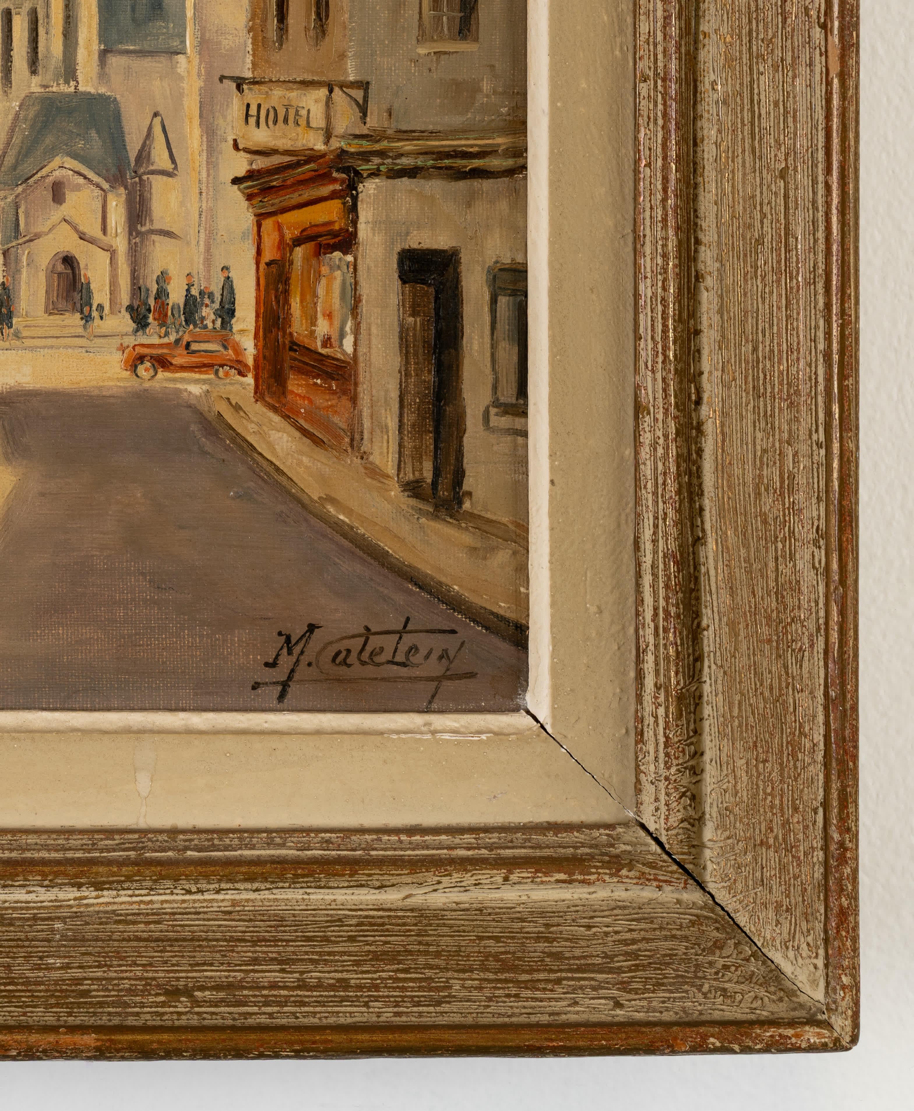 Pariser Straßenszene mit Eglise St. Etienne du Mont im Angebot 1