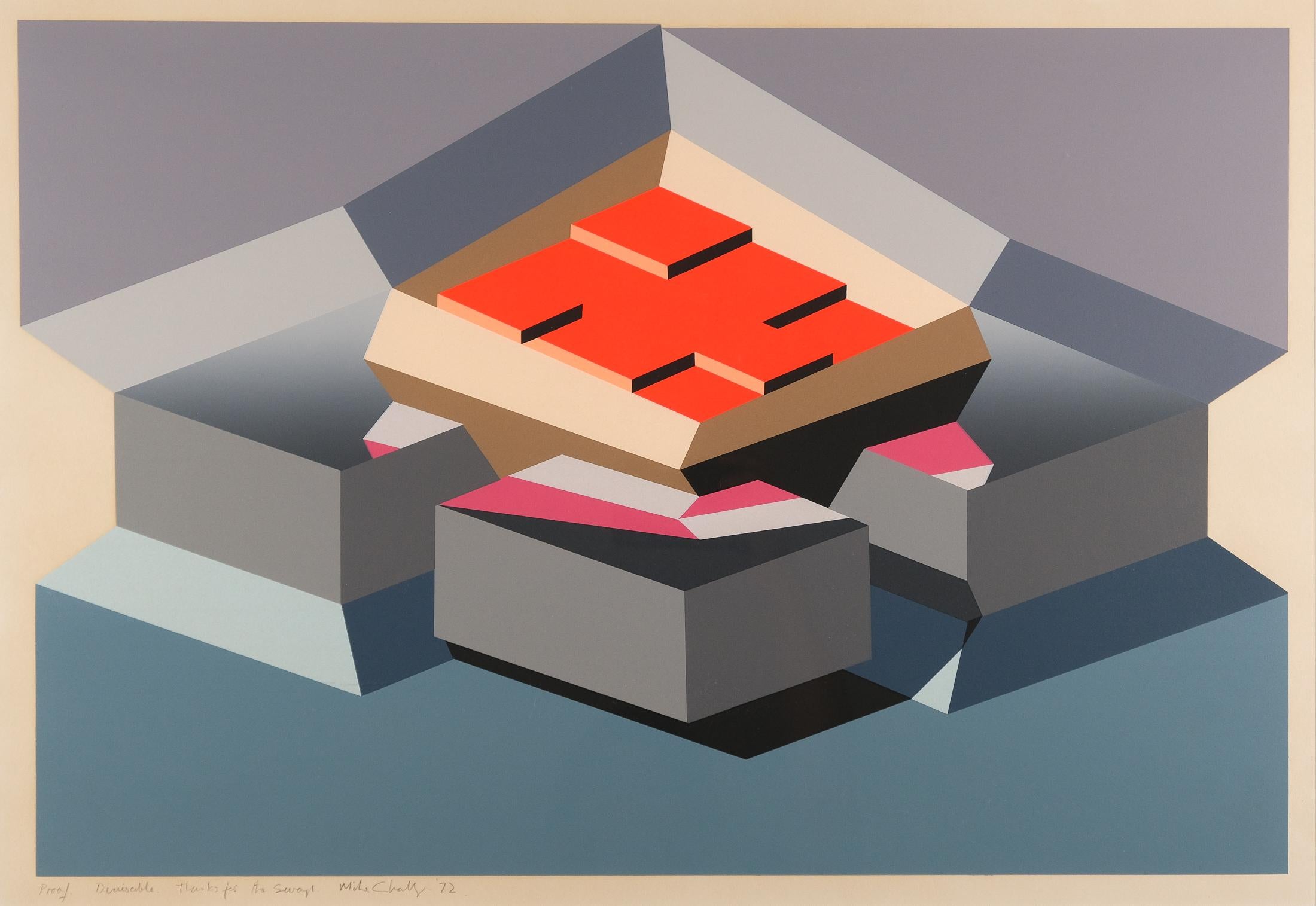Nous proposons à la vente une sérigraphie Op_Art de Michael Challenger (britannique, né en 1939), intitulée 