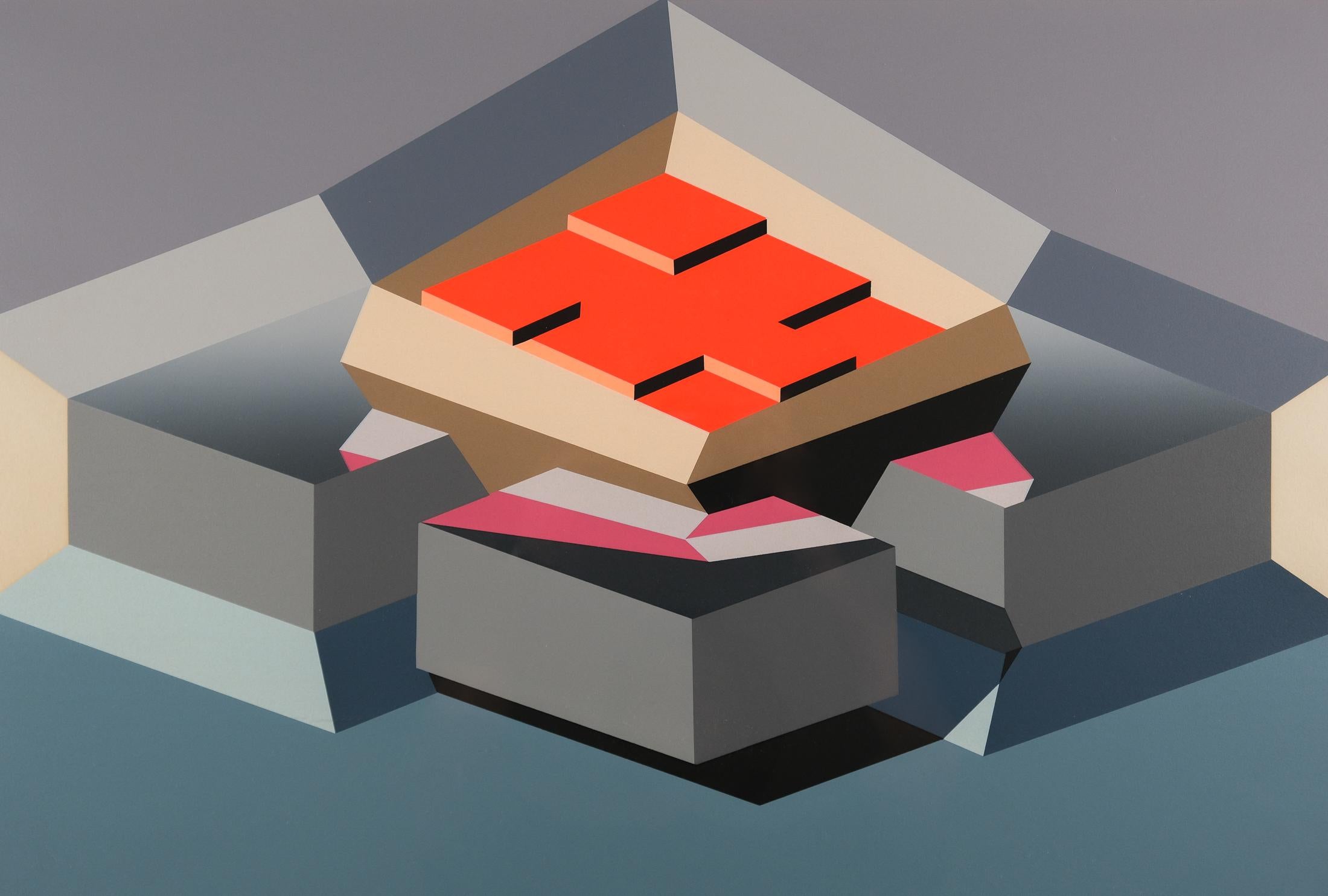 20ième siècle Paravent « Divisable » Op-Art de Michael Challenger, épreuve d'artiste, 1972 en vente