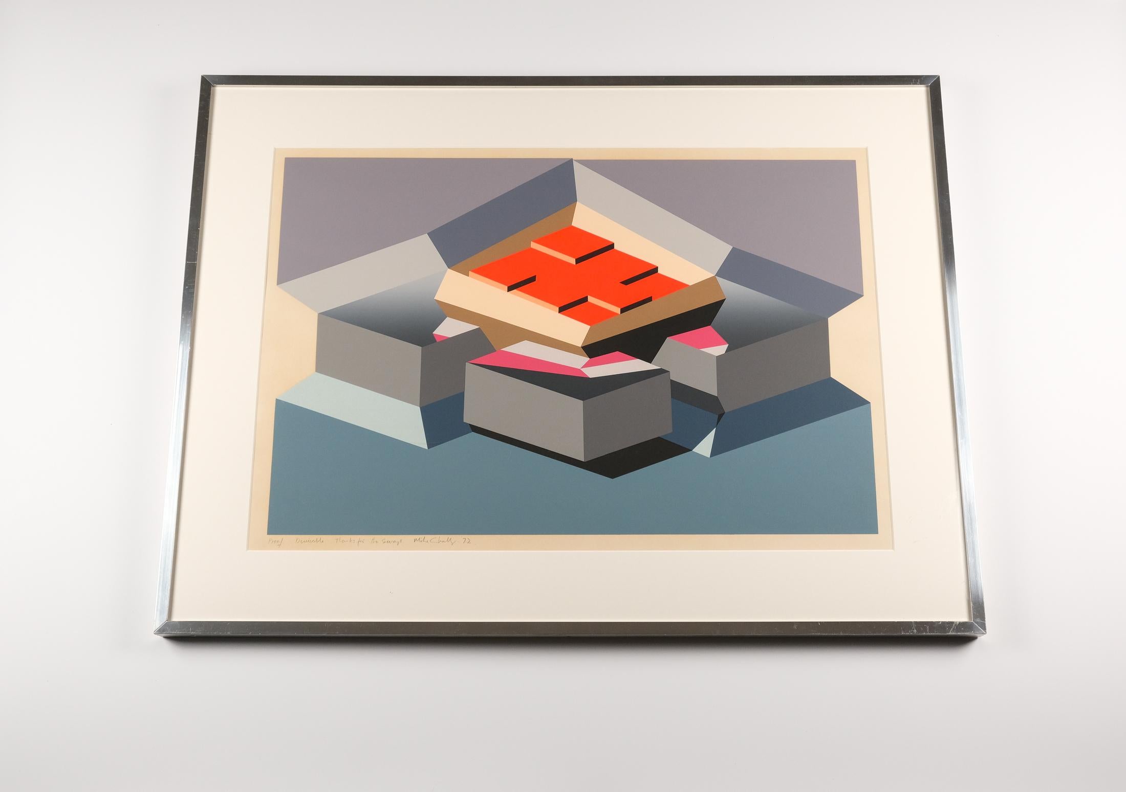 Papier Paravent « Divisable » Op-Art de Michael Challenger, épreuve d'artiste, 1972 en vente