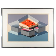 Michael Challenger "Divisable" Serigrafía Op-Art, Prueba de artista, 1972