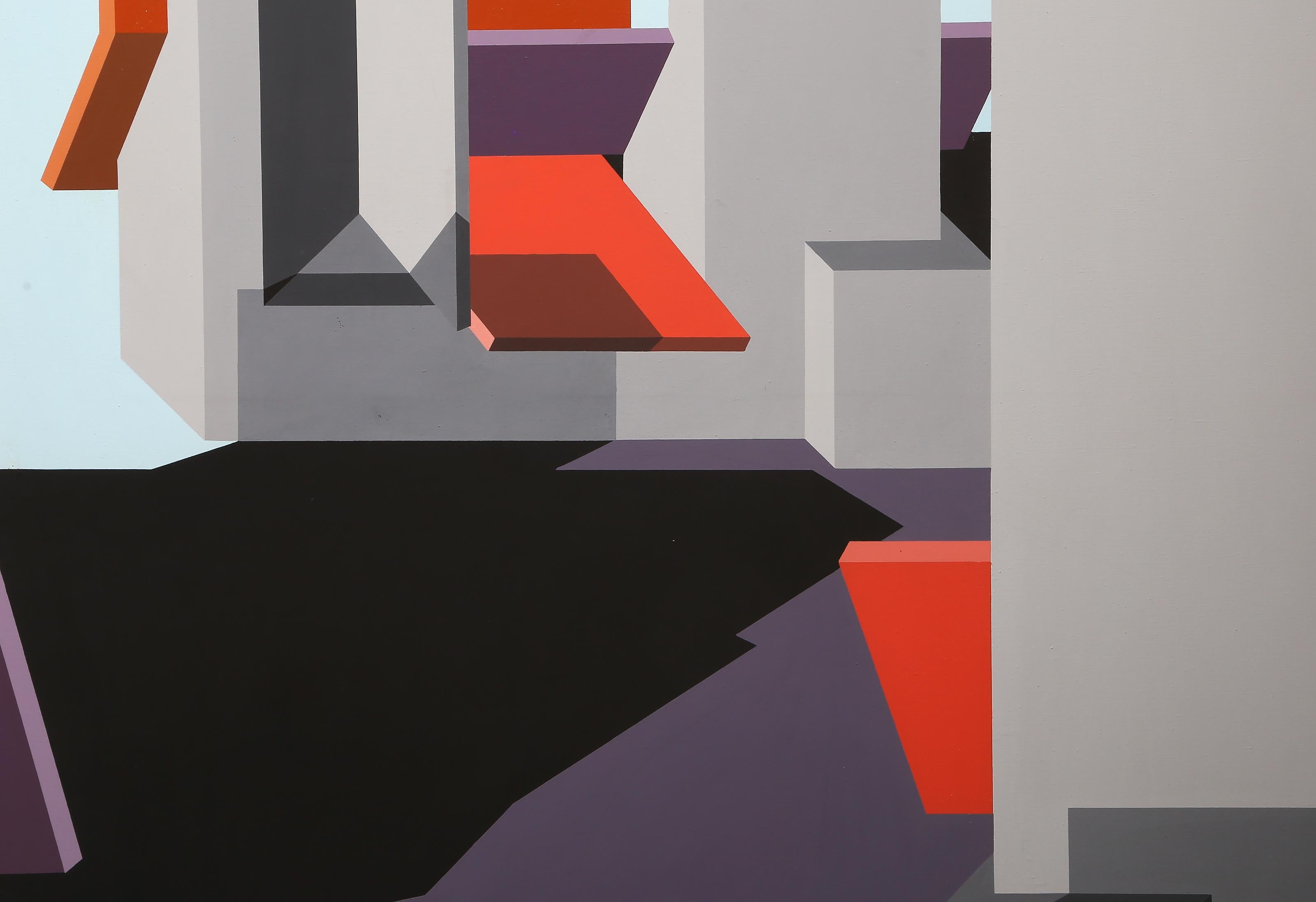 Prigionieri, pittura costruttivista hard edge di Michael Challenger in vendita 3