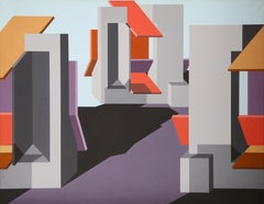 Prisoners, Hard Edge Constructivist Painting by Michael Challenger