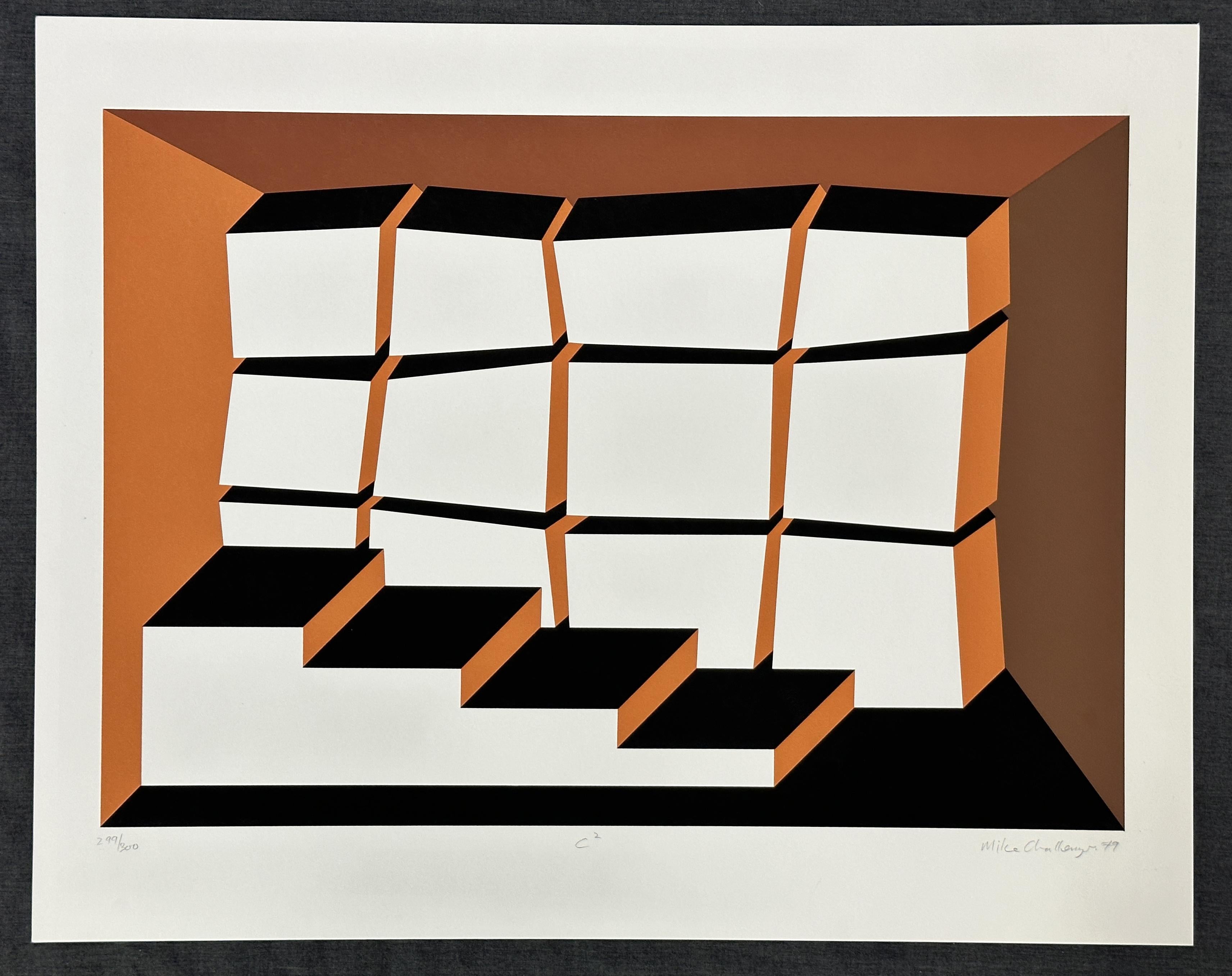 Michael Challenger C2 - 1979
Screen Print
Paper Size 18'' x 25'' 

Edition: Signed in pencil, titled, dated and marked 299/300

Michael Challenger's work is a powerful interplay of op-art and constructivism. His graphic work evokes the