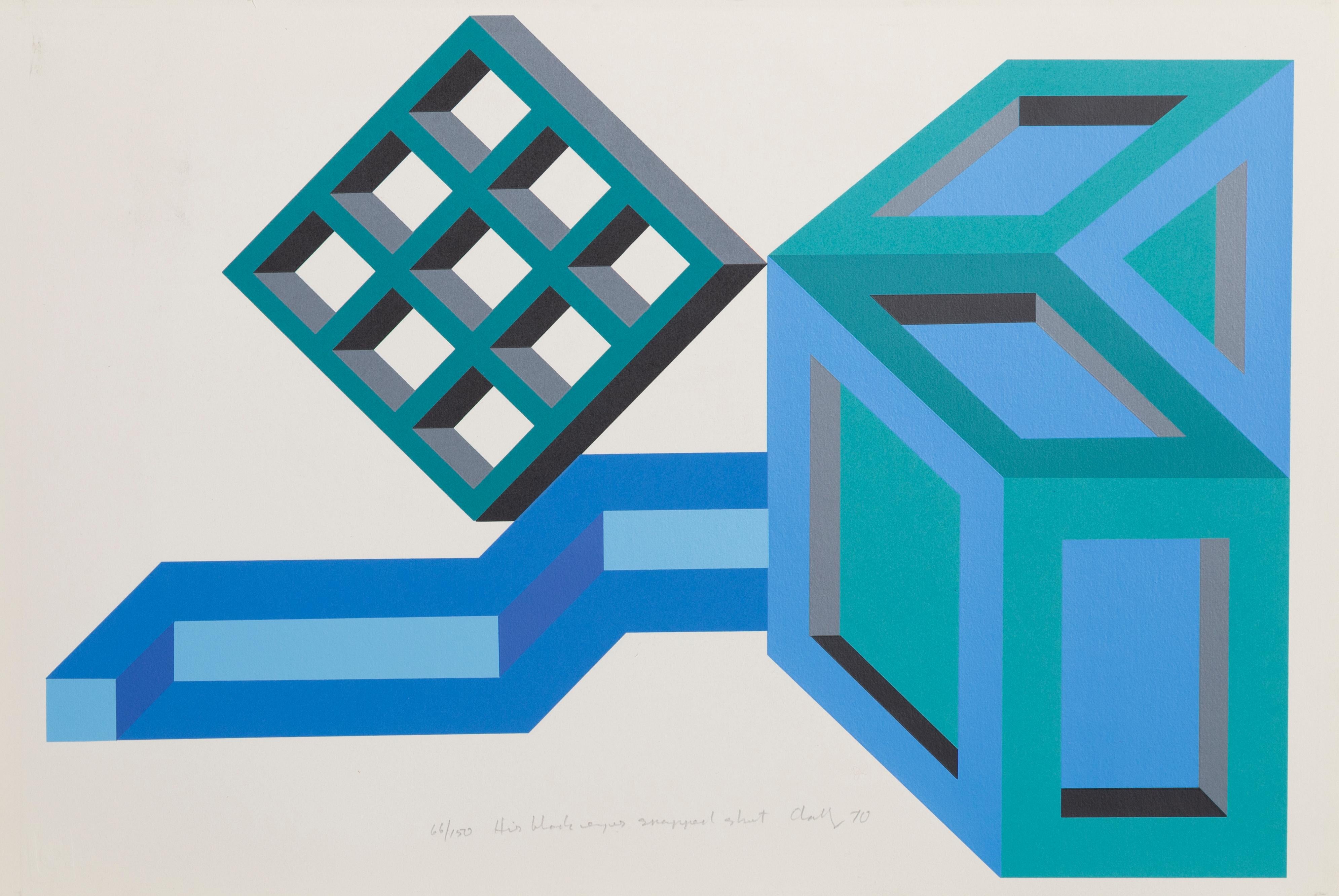 His Black Eyes Snapped Shut, Signed Modern Screenprint by Michael Challenger