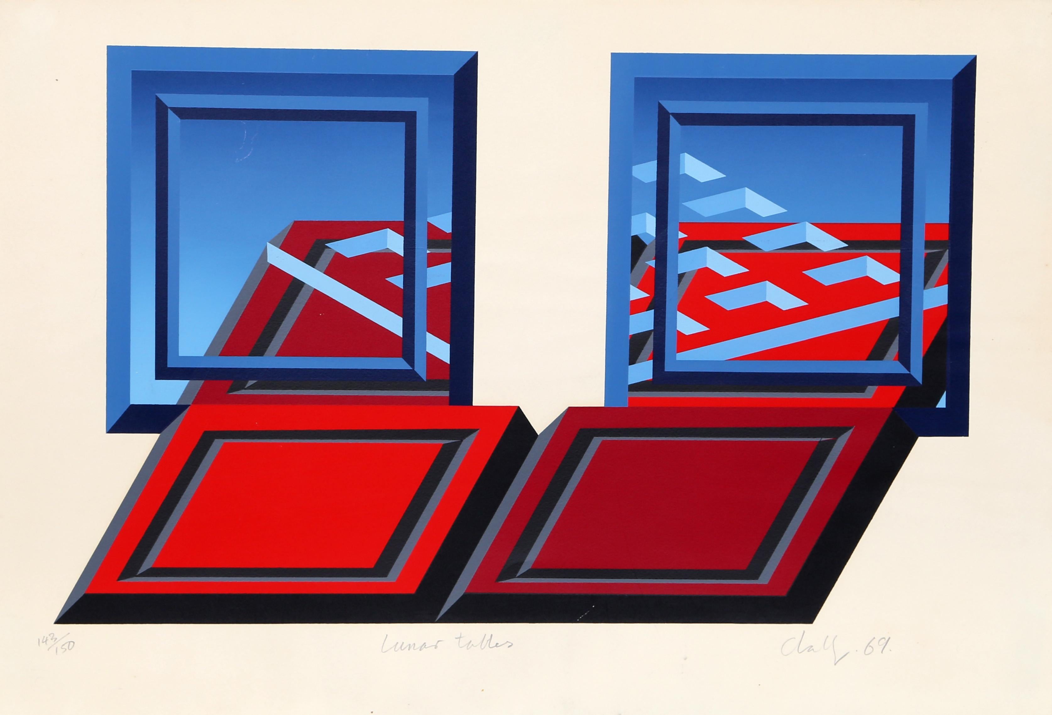 Tabelle lunari di Michael Challenger, Regno Unito (1939)
Data: 1969
Serigrafia, firmata e numerata a matita
Edizione di 143/150
Dimensioni: 15,5 x 22,5 pollici (39,37 x 57,15 cm)