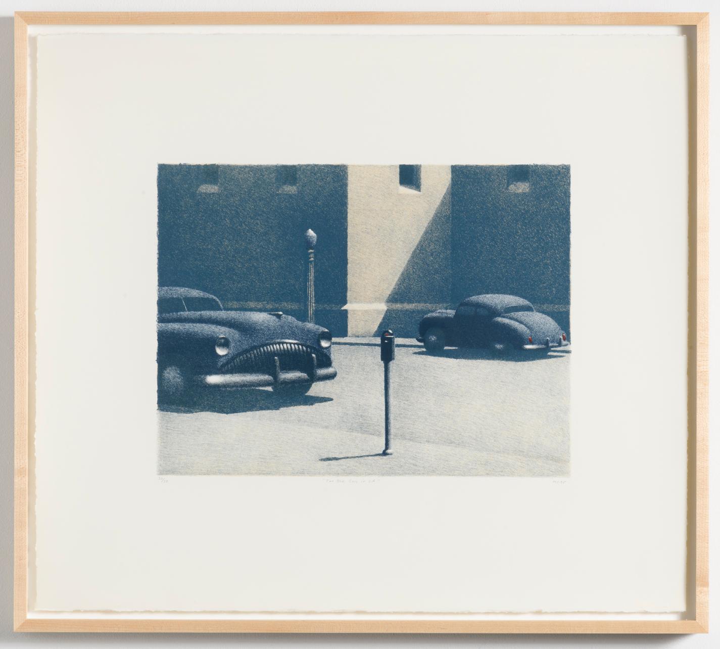 Two Blue Cars in L.A. - Print by Michael Chapman